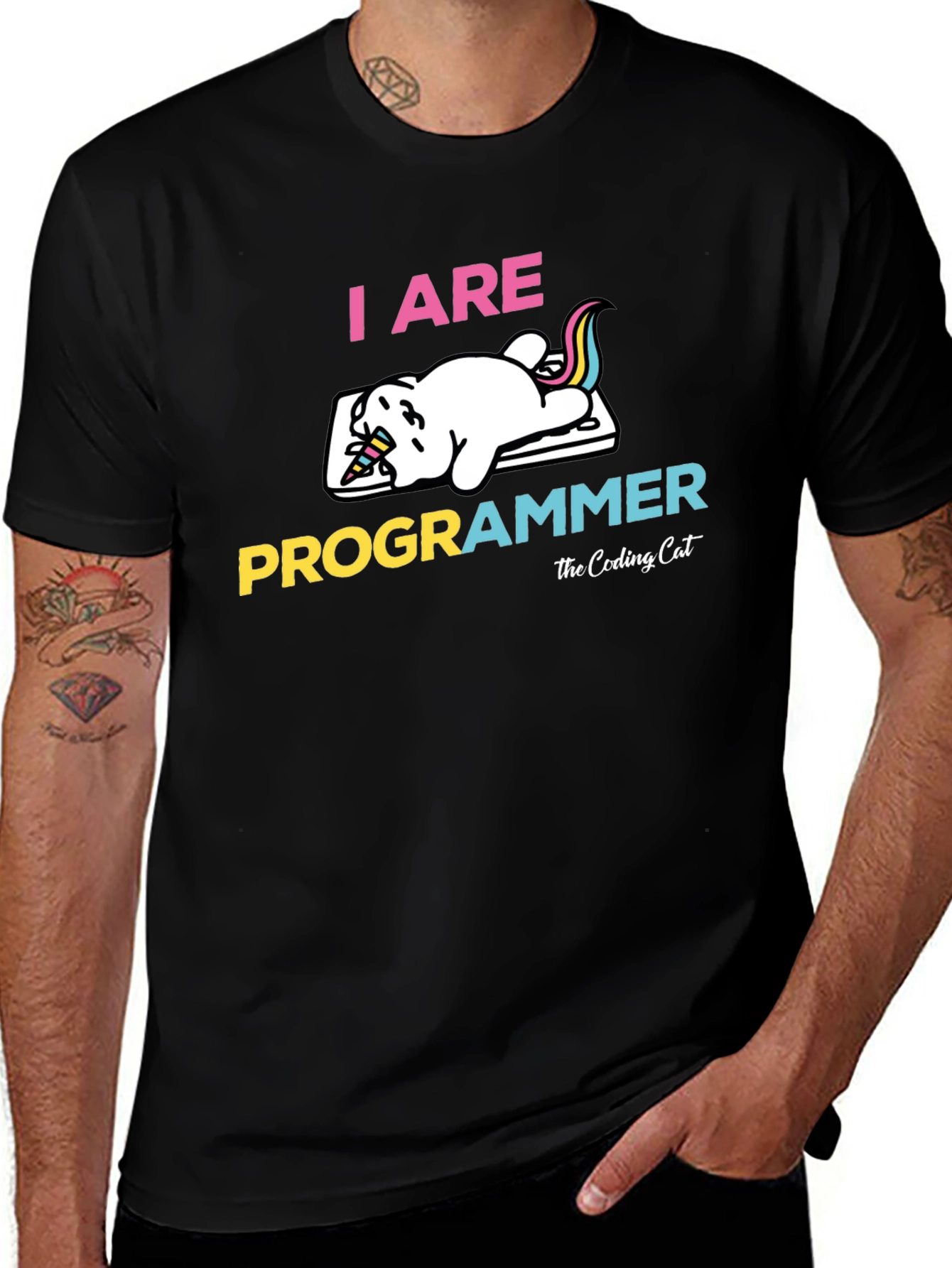 Variant 11 of I ARE Programmer Cat T-Shirt - Coding Cat