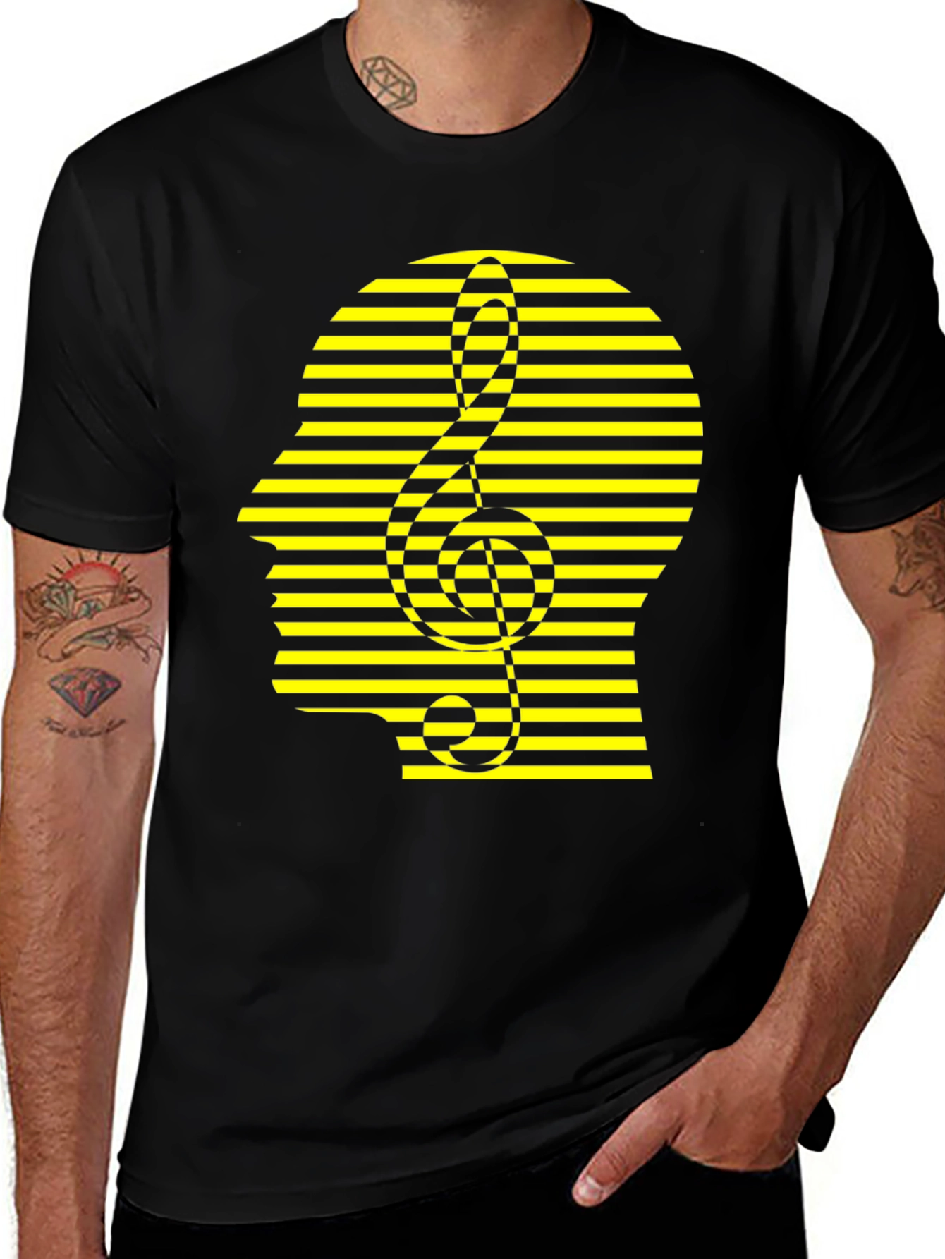 Variant 13 of Stripped Head Music Note Graphic Tee