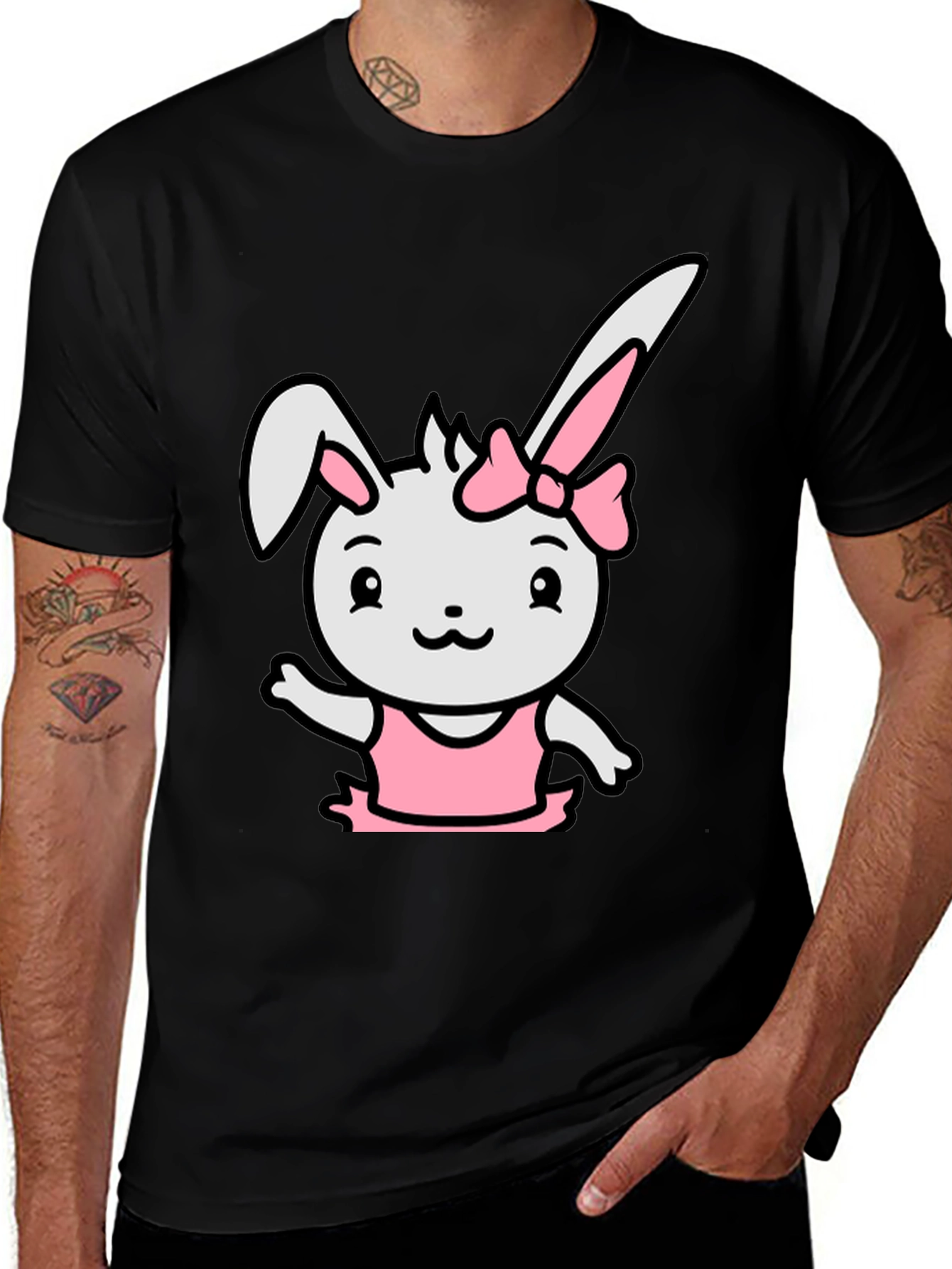 Variant 22 of Cute Bunny Ballerina Black T-Shirt