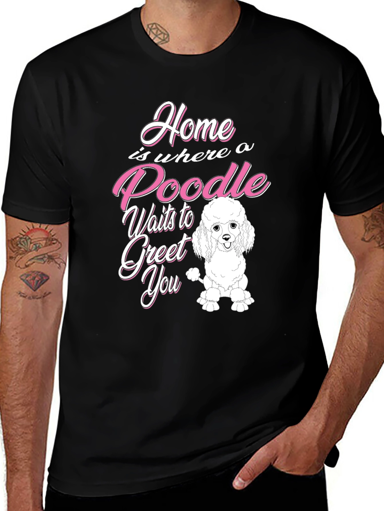 Variant 24 of Poodle Lover T-Shirt - Home is Where a Poodle Waits