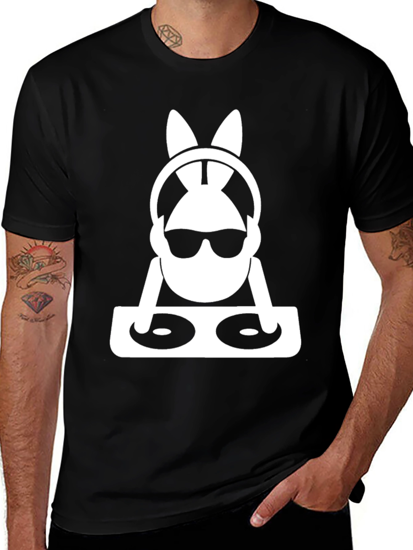 Variant 21 of DJ Bunny Graphic Tee - Black