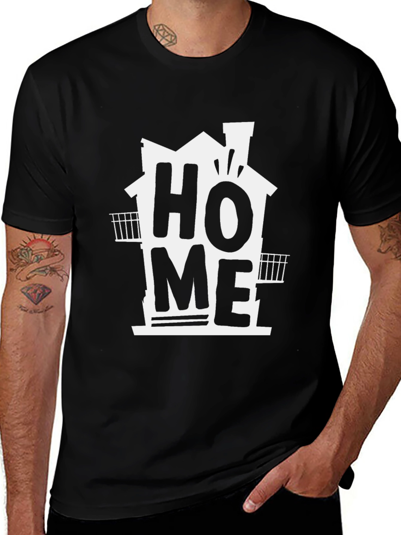 Variant 17 of Home Graphic Print Men's Black T-Shirt