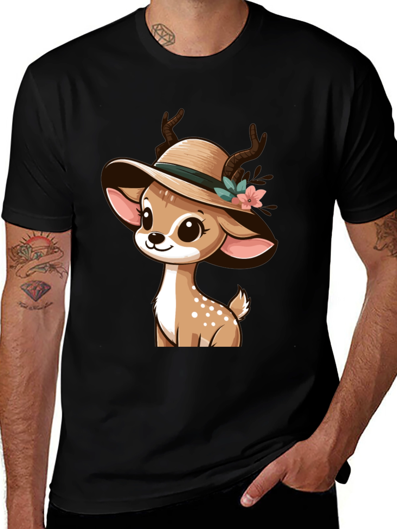 Variant 21 of Cute Deer in Hat Graphic T-Shirt