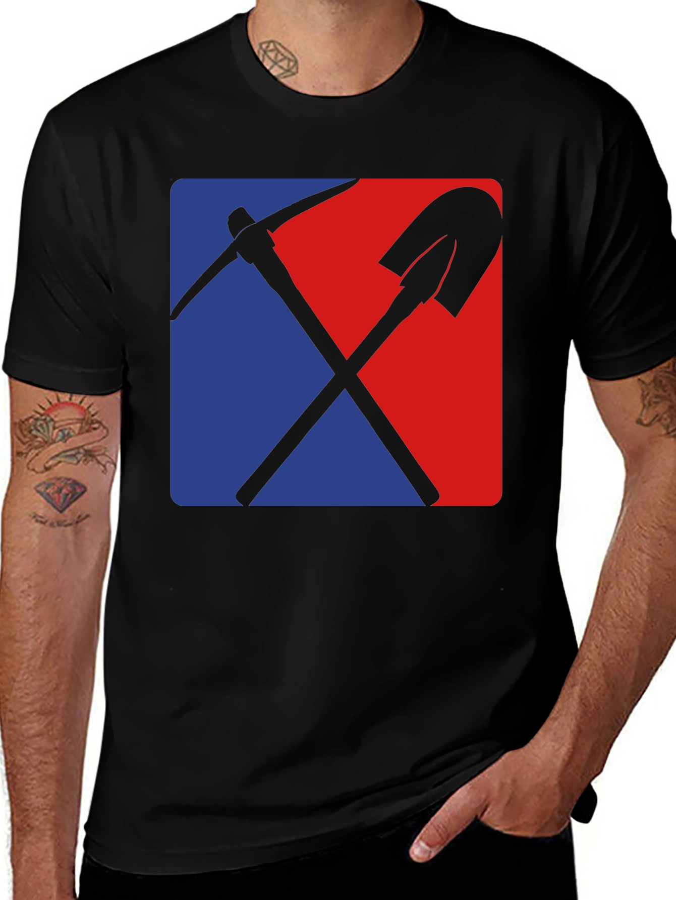 Variant 18 of Pickaxe & Shovel Graphic Tee - Miner's Delight!