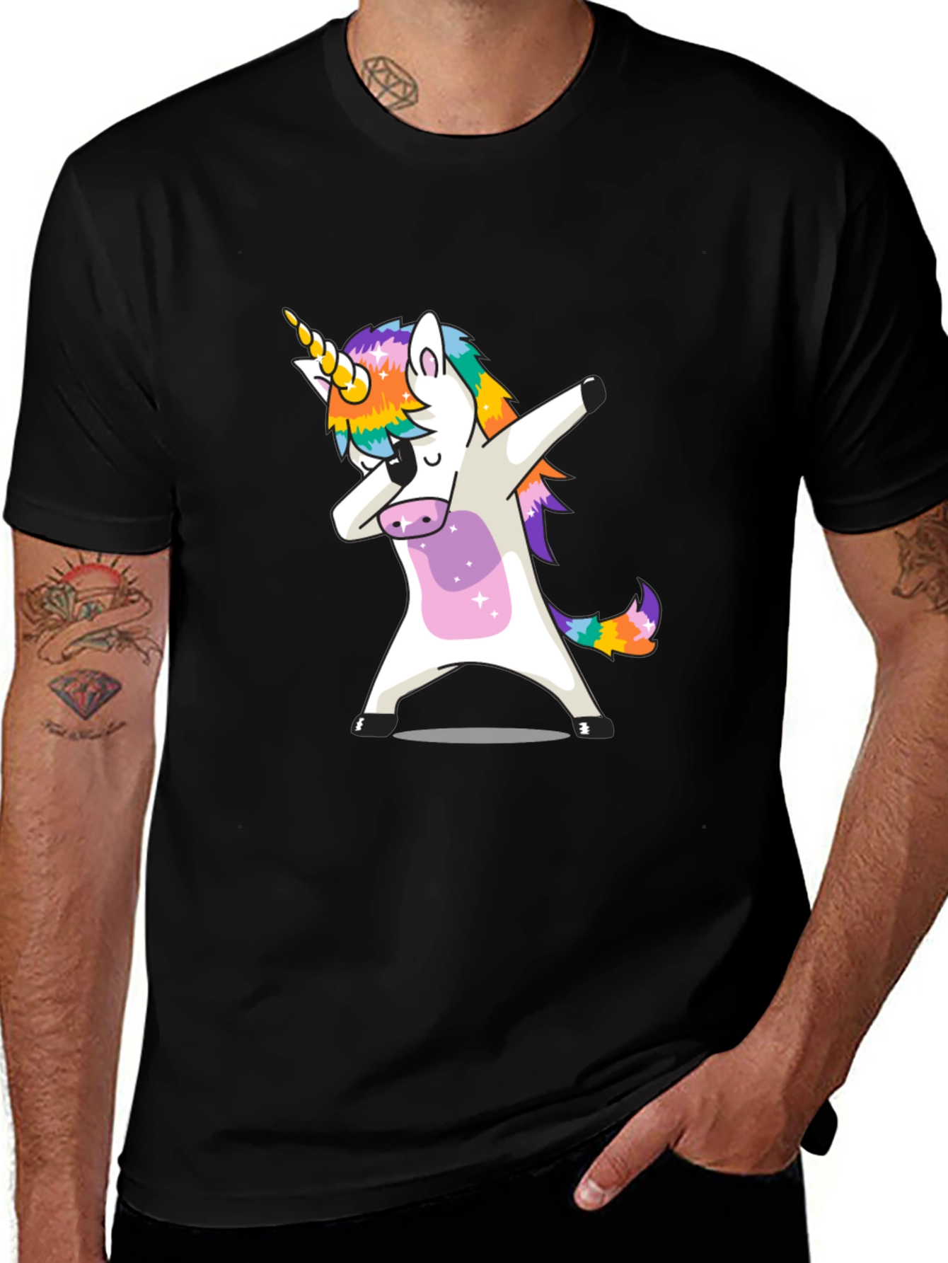 Variant 14 of Dabbing Unicorn Graphic Tee - Black