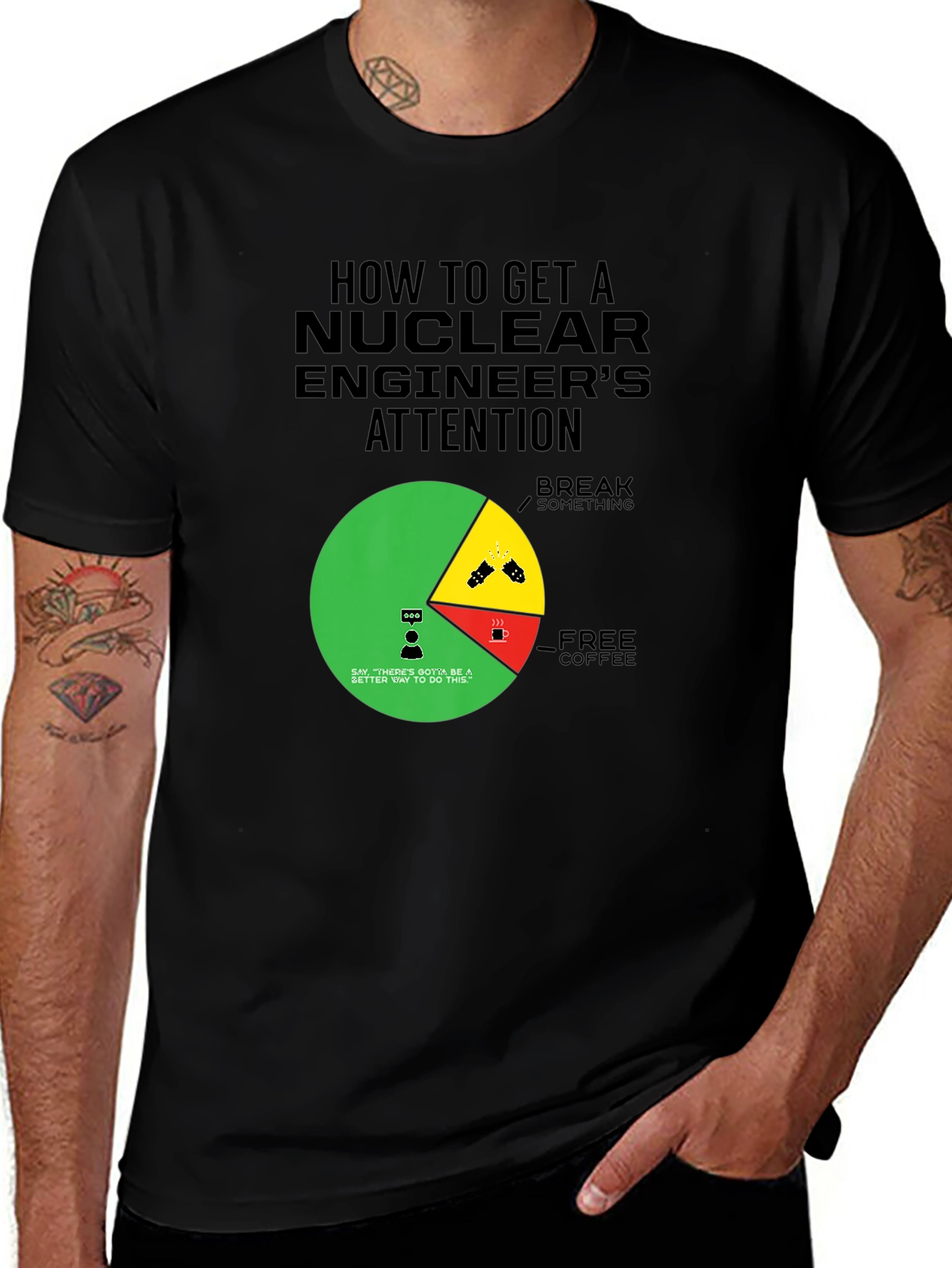 Variant 23 of Nuclear Engineer Attention T-Shirt - Humorous Pie Chart Design