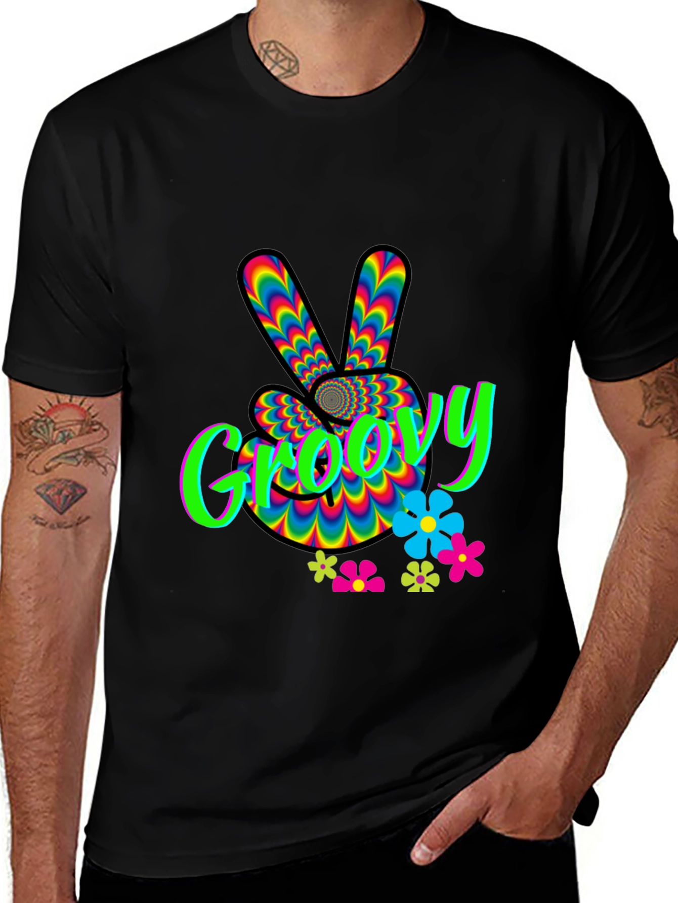 Groovy Rainbow Peace Sign T-Shirt