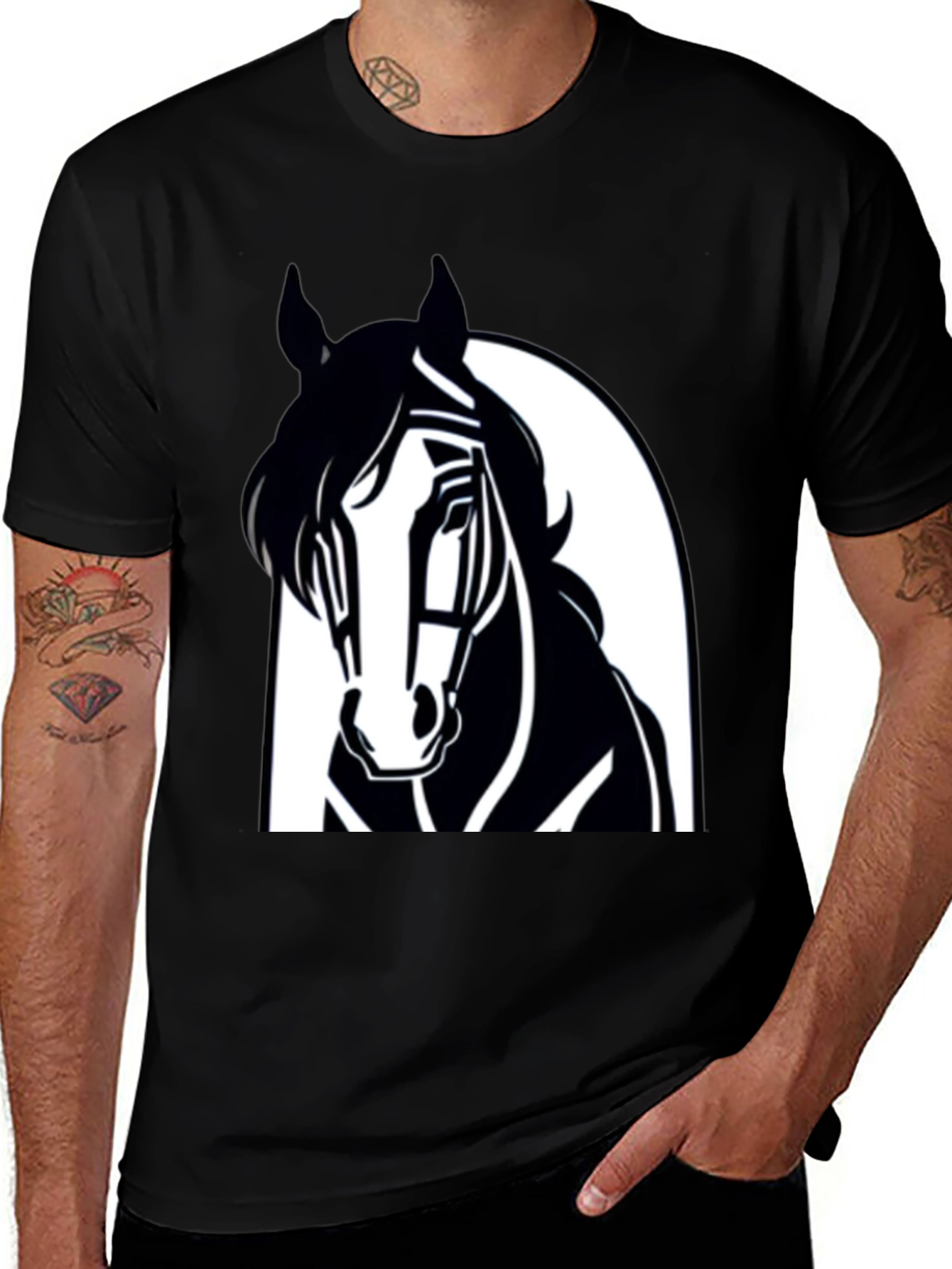 Variant 15 of Men's Black Horse Graphic Tee