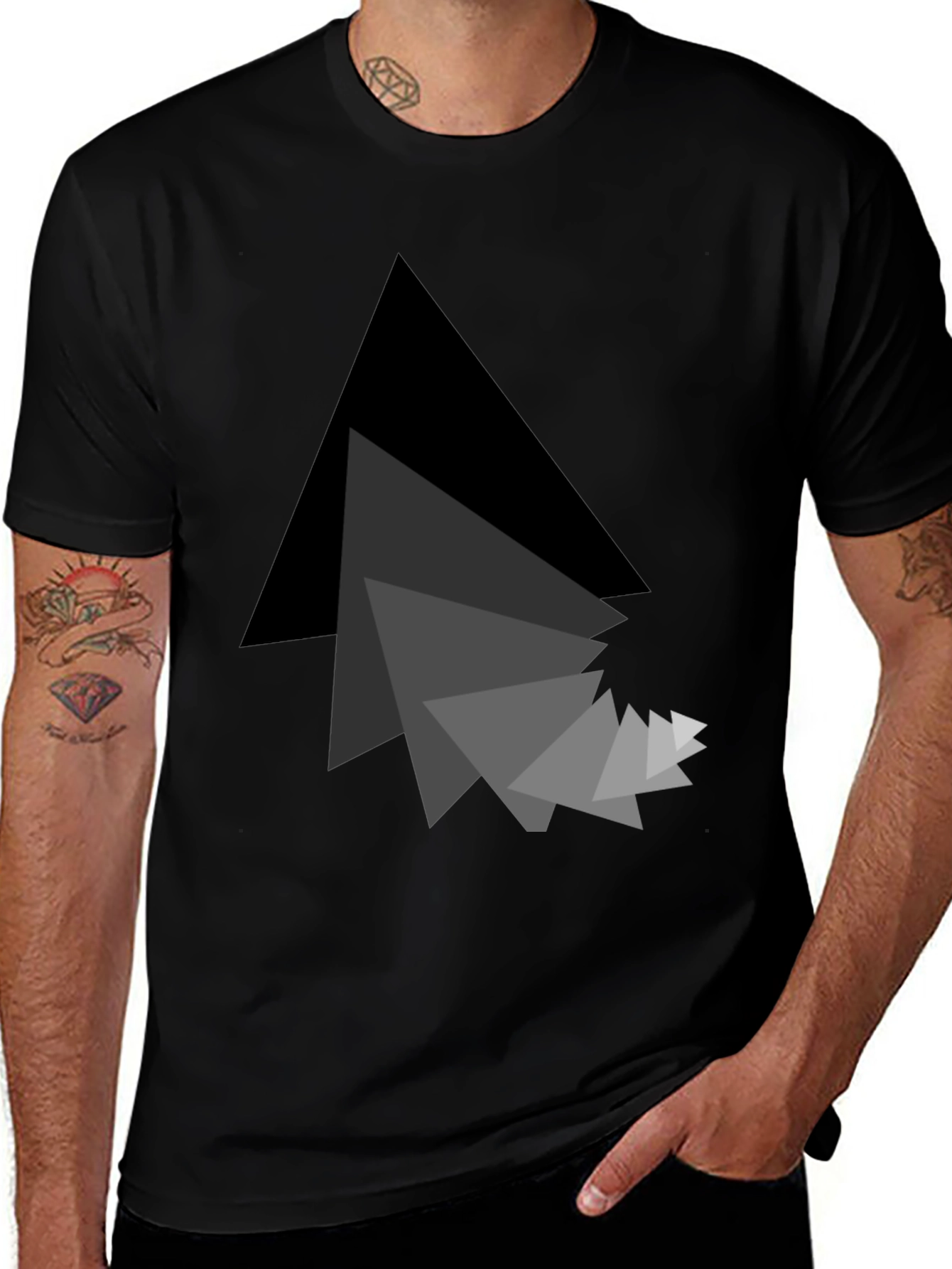 Variant 9 of Abstract Triangle Graphic Black T-Shirt