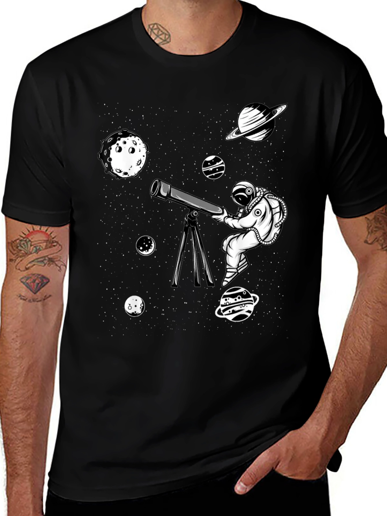 Variant 15 of Astronaut Telescope Graphic Tee - Space Exploration