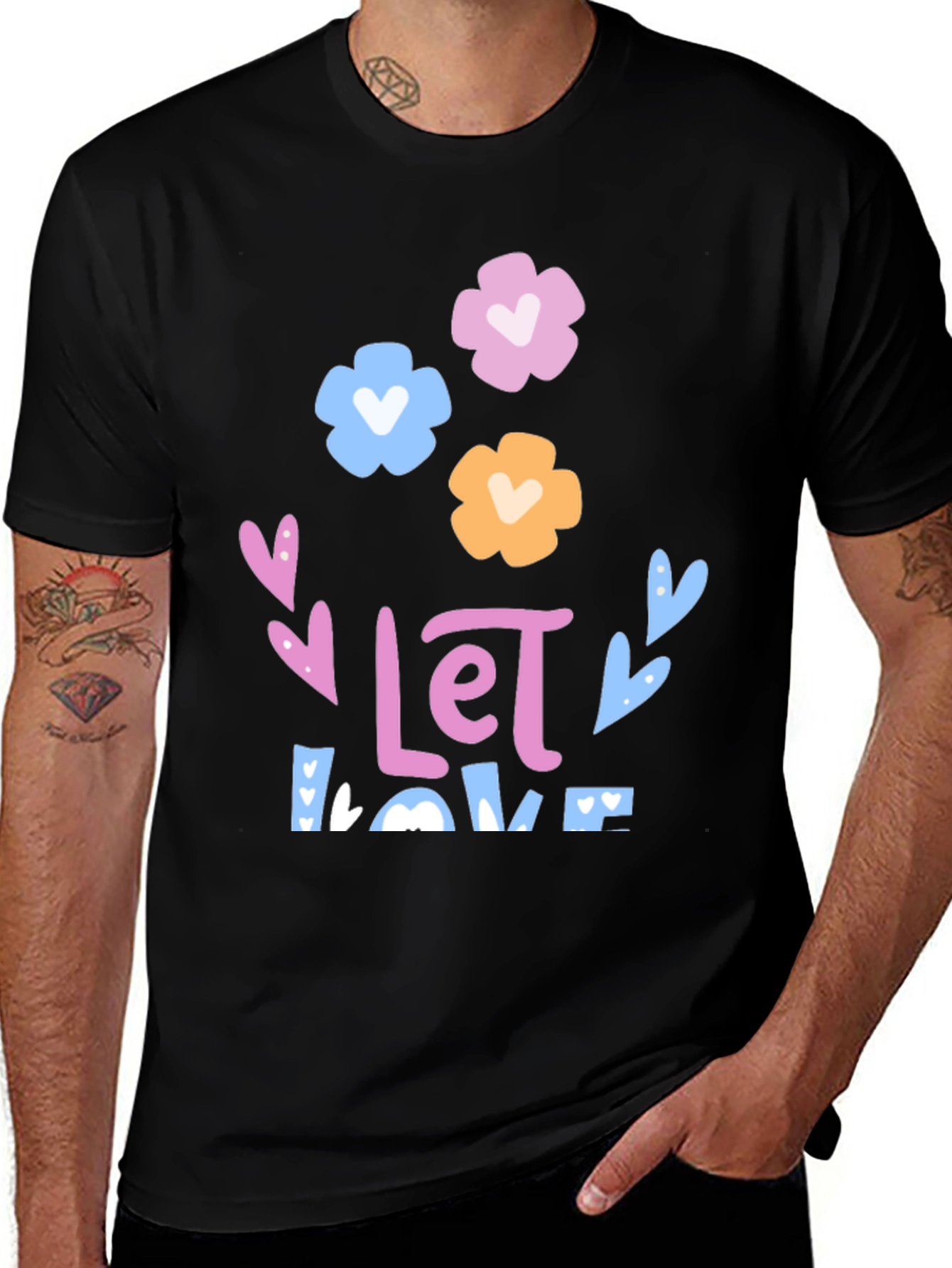 Variant 30 of Floral Love Graphic Tee - Black Unisex T-Shirt