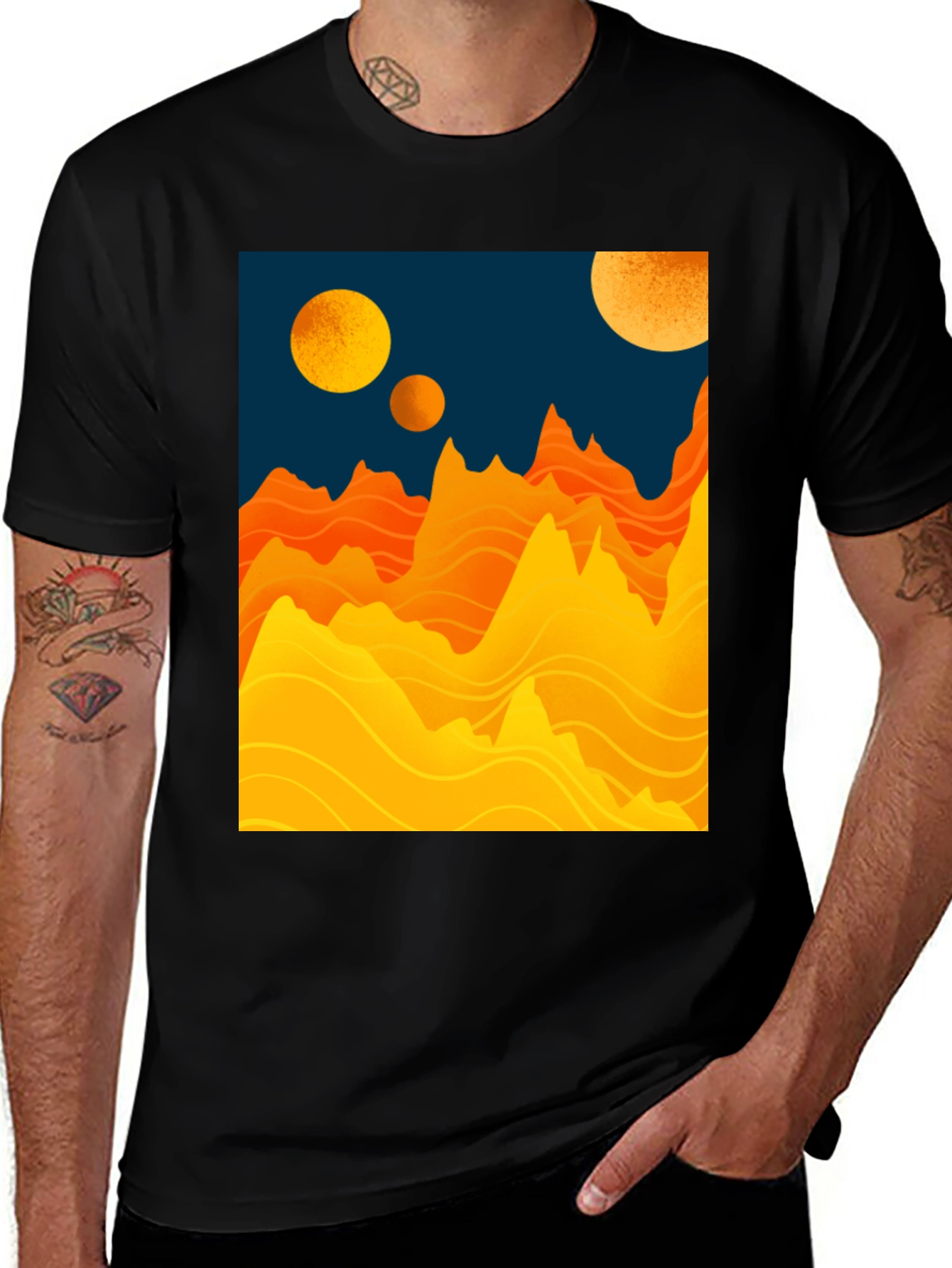 Variant 12 of Planetary Graphic Tee - Sci-Fi Mountainscape Design