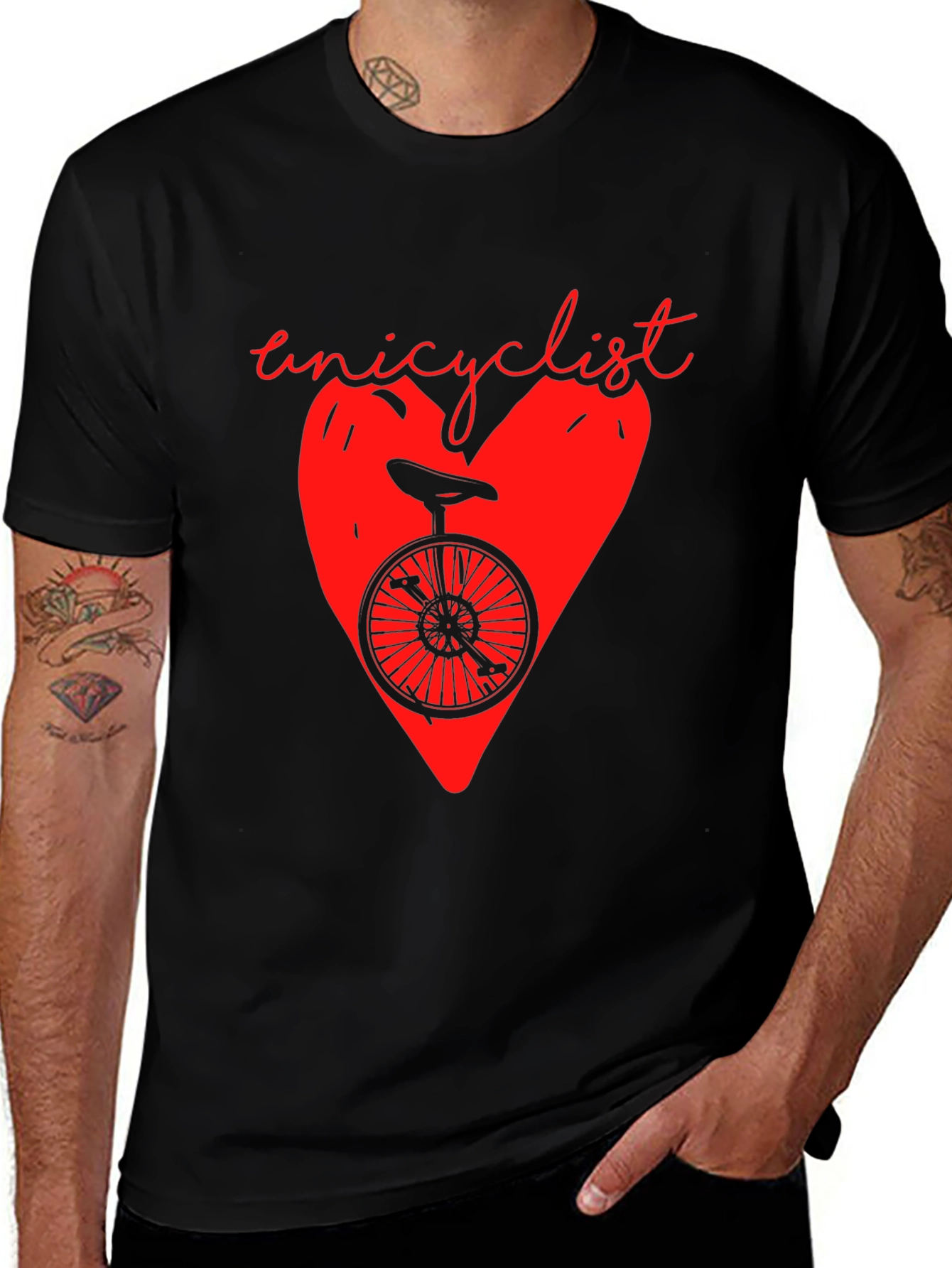 Variant 6 of Unicyclist Heart Graphic T-Shirt - Black