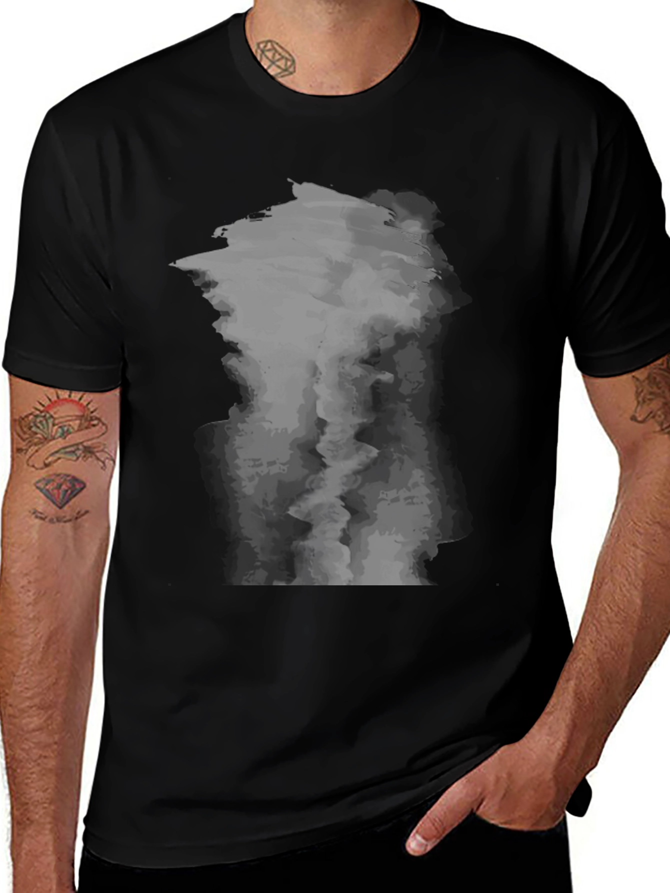 Variant 23 of Abstract Smoke Print Black T-Shirt