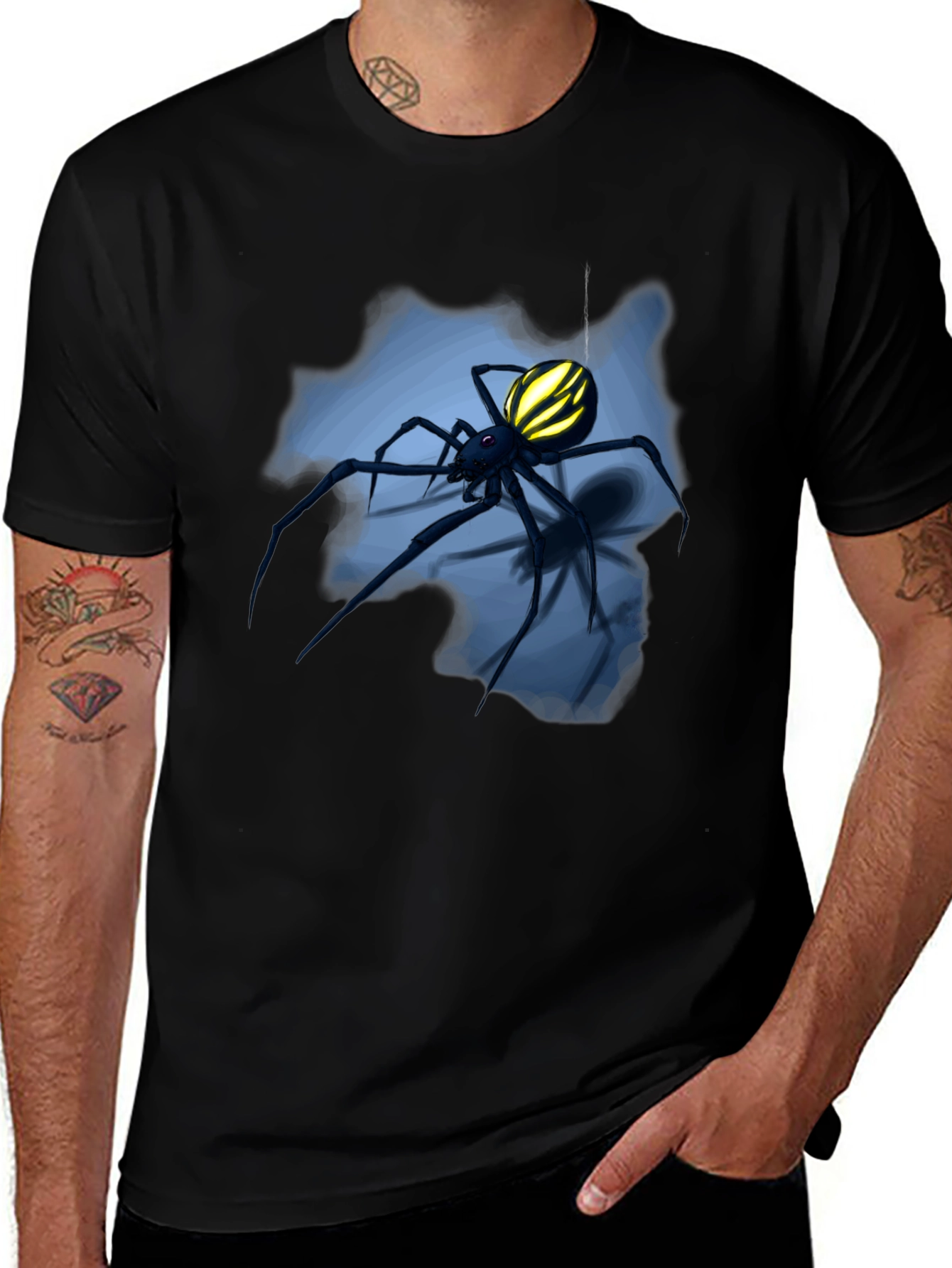 Variant 30 of Spider Graphic Tee -  Men's Black Short Sleeve
