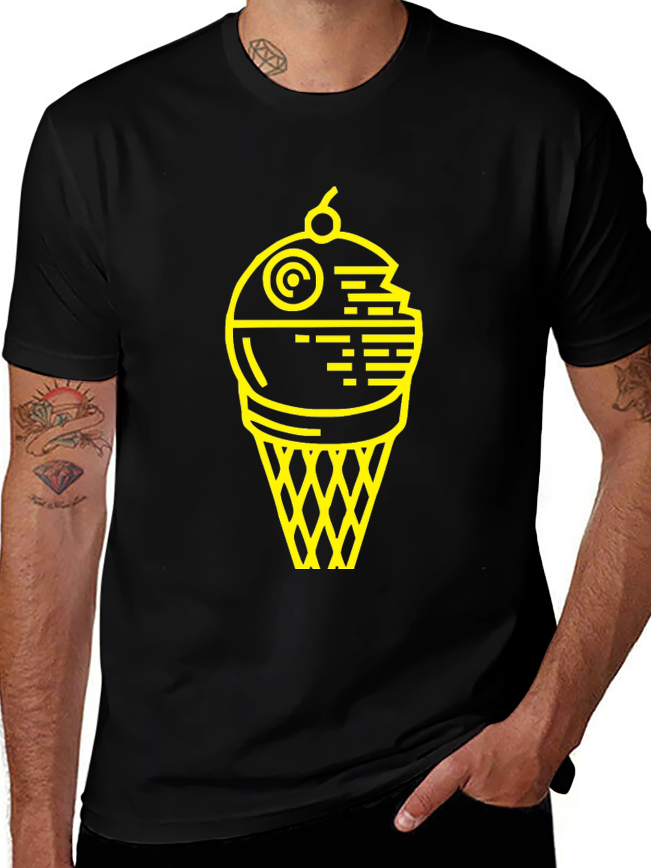 Variant 7 of Death Star Ice Cream Men's Black T-Shirt