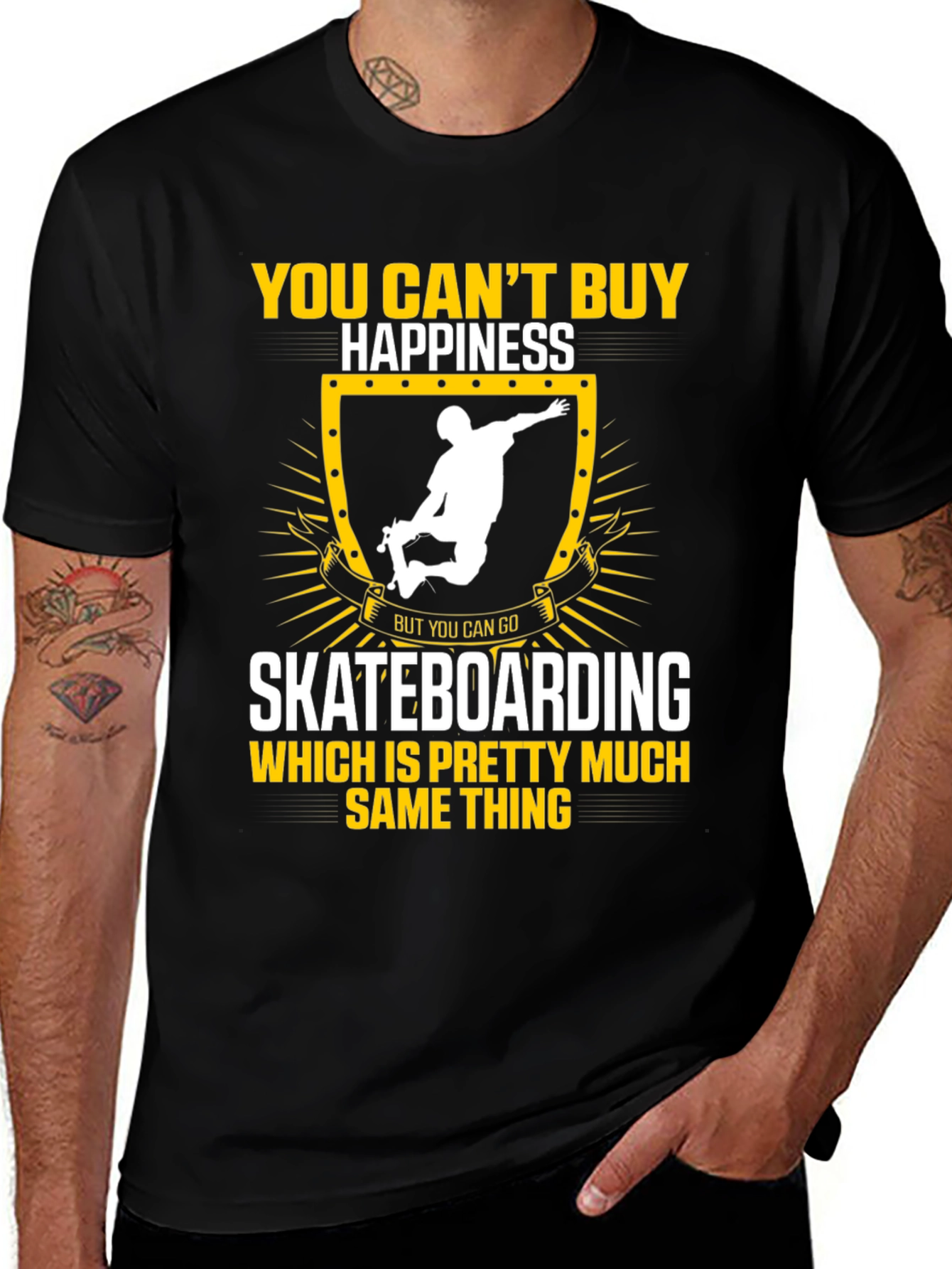 Variant 14 of Skateboarding Happiness Graphic Tee - Black