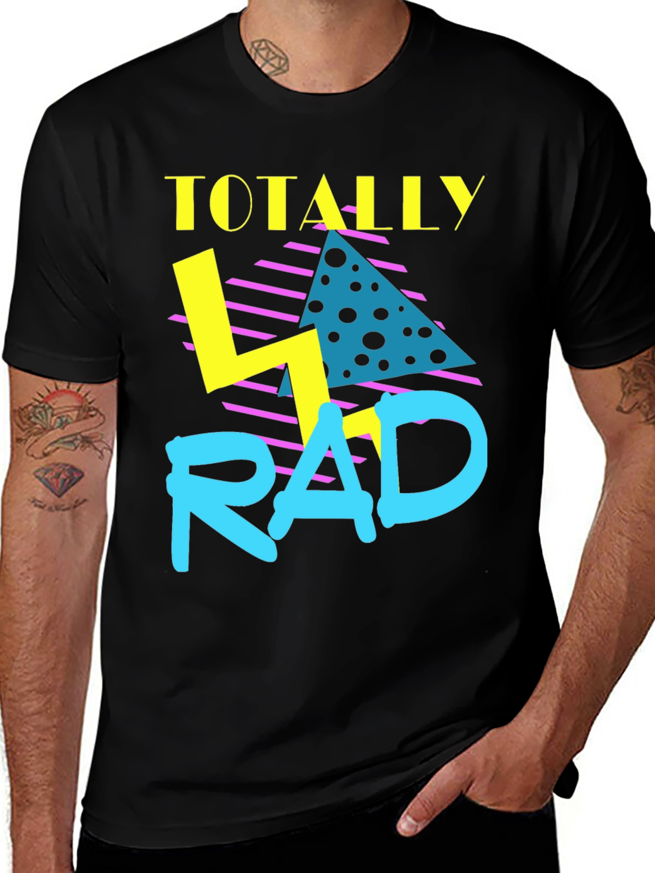Black Totally Rad Retro Graphic Tee - 80s Throwback T-Shirt main image