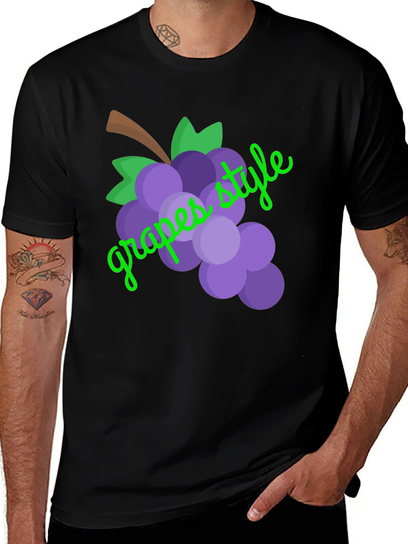 Variant 29 of Grapes Style Graphic Tee - Unisex Black T-Shirt