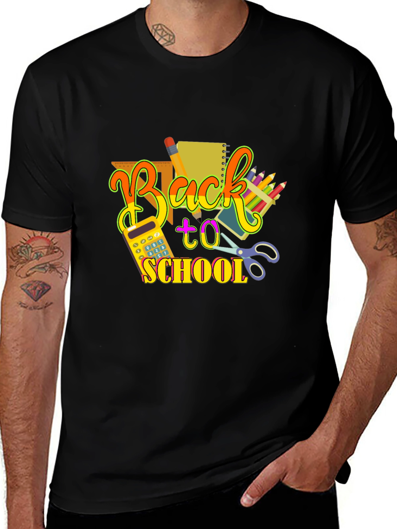 Back to School Graphic Tee - Black Cotton Shirt
