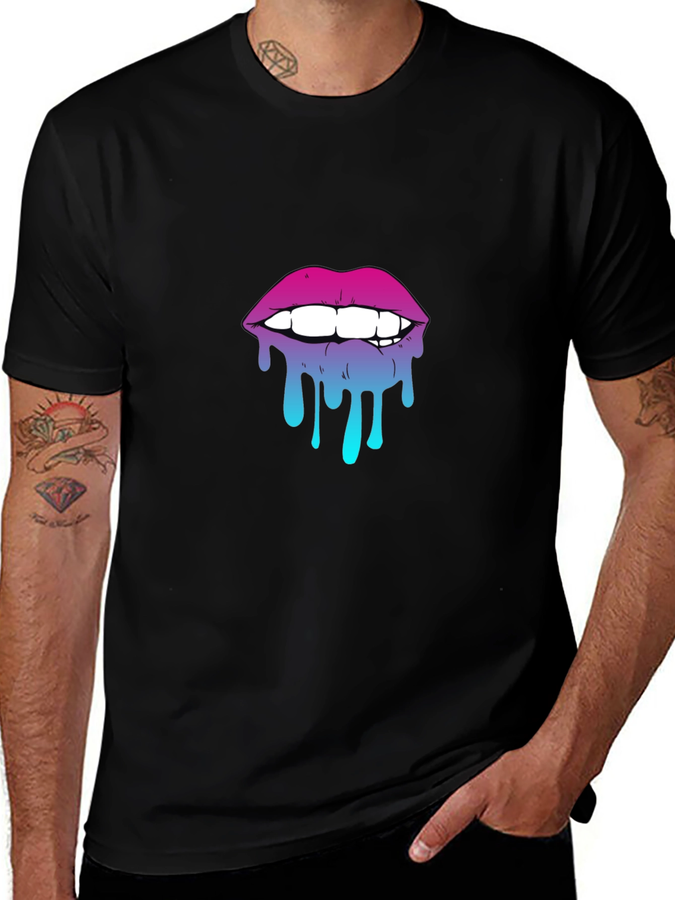 Variant 27 of Dripping Lips Graphic Tee - Stylish & Bold