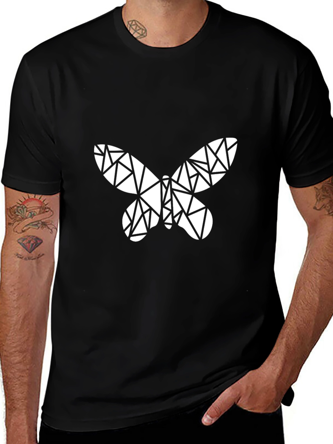 Variant 4 of Geometric Butterfly Black T-Shirt