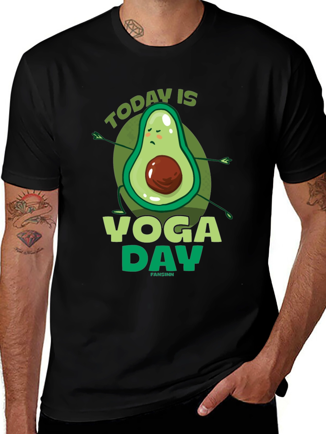Variant 26 of Yoga Avocado Black T-Shirt - Today is Yoga Day