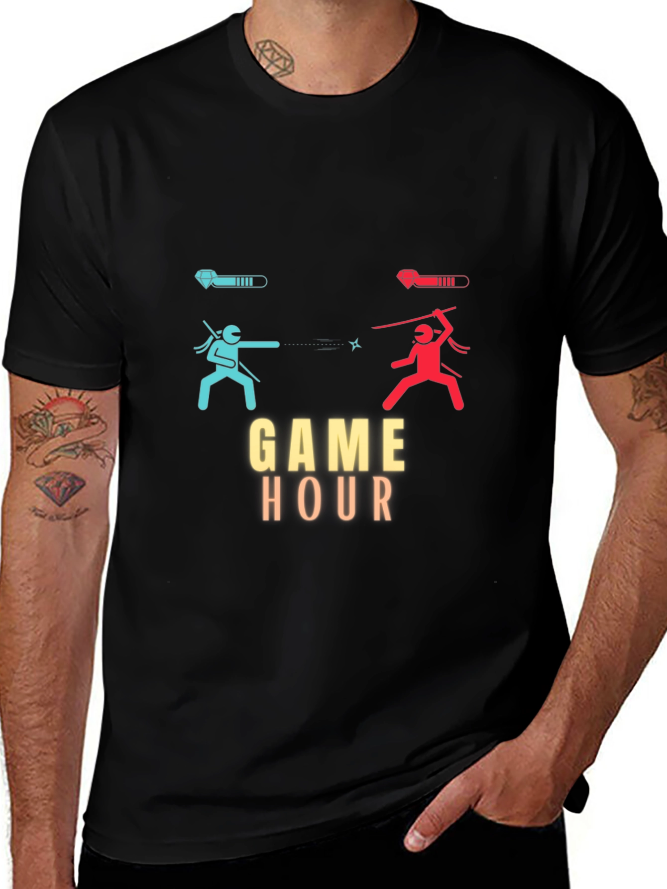 Variant 25 of Game Hour Black T-Shirt - Gamer Ninja Showdown