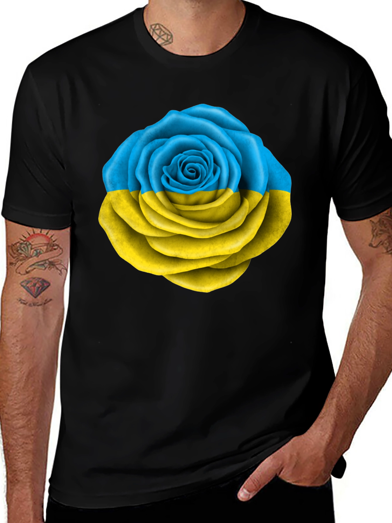 Ukraine Flag Rose Graphic T-Shirt