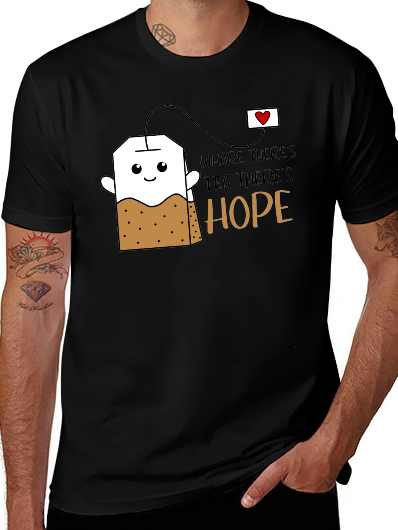 Variant 3 of Cute Tea Bag T-Shirt - Where There's Tea There's Hope
