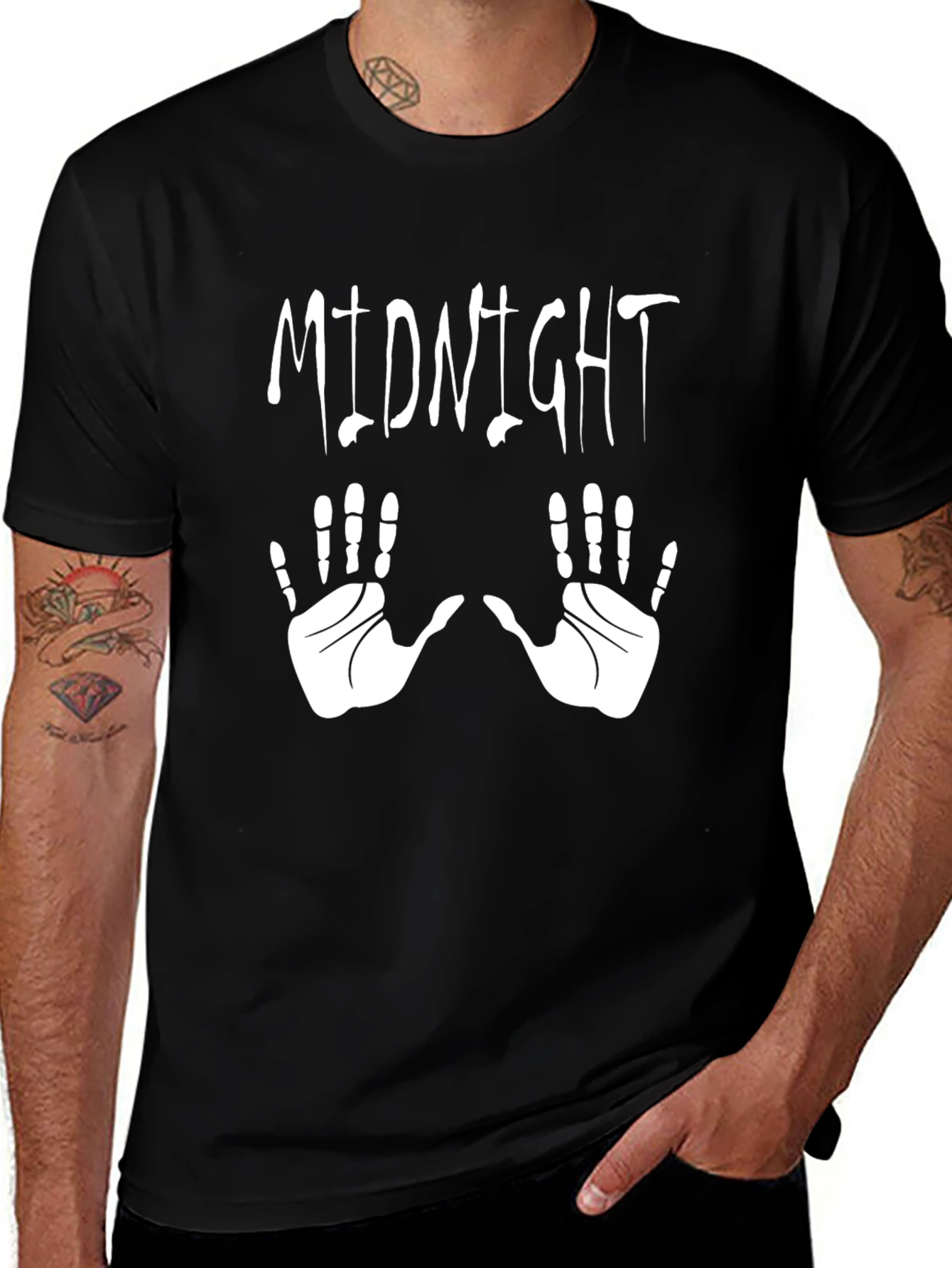 Variant 11 of Midnight Hands Graphic Tee - Black Cotton T-Shirt