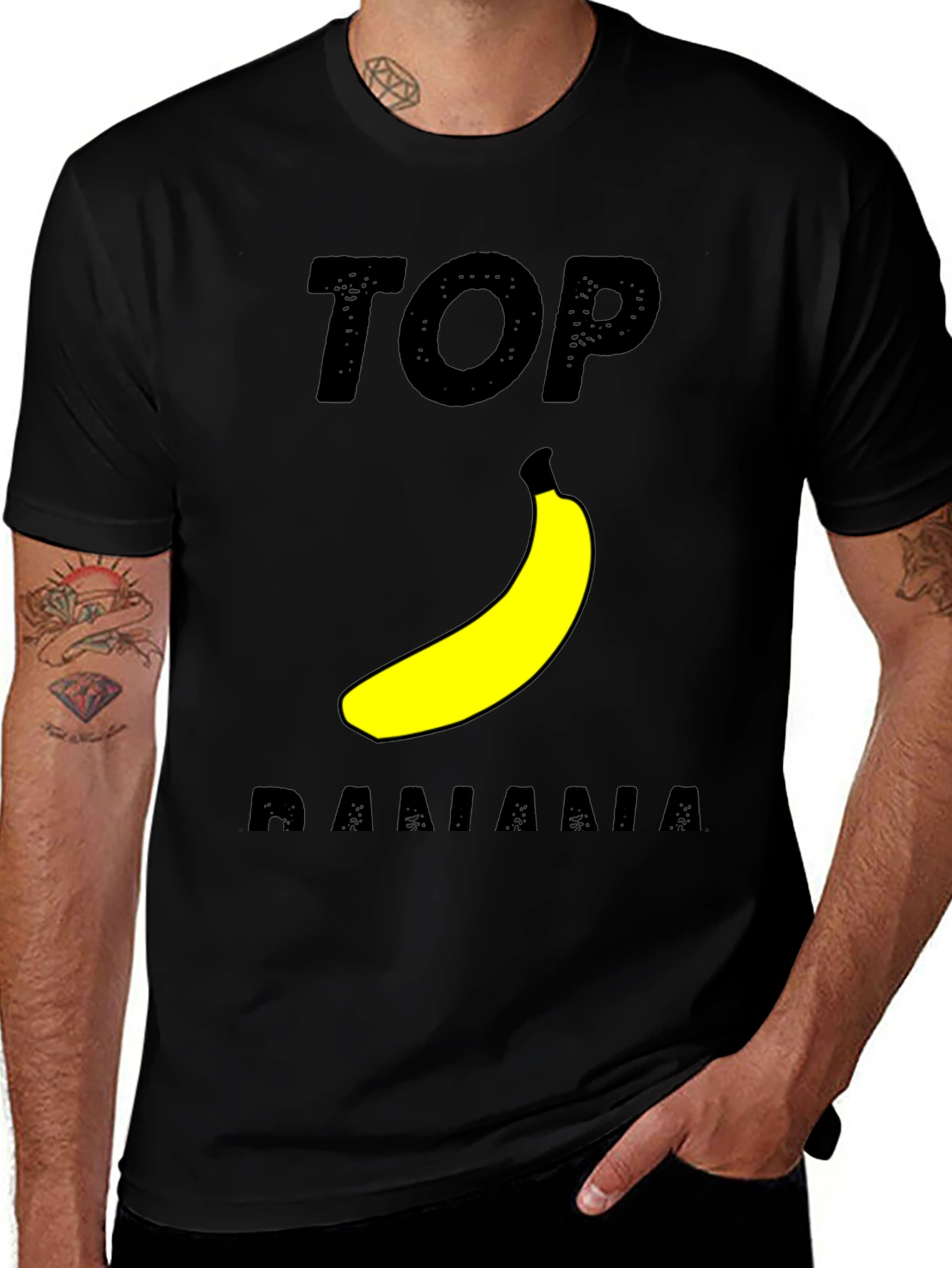 Variant 10 of Top Banana Graphic T-Shirt - Black Cotton Tee