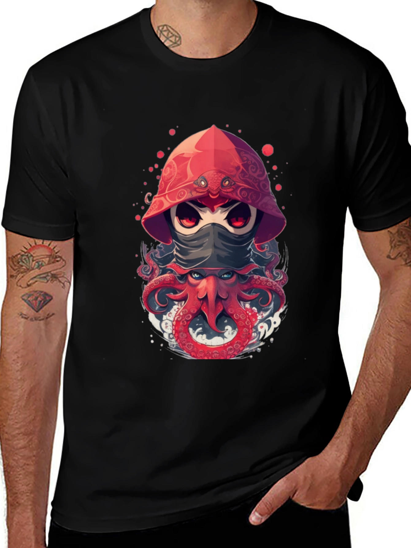 Variant 7 of Ninja Octopus Graphic Tee - Unique Design