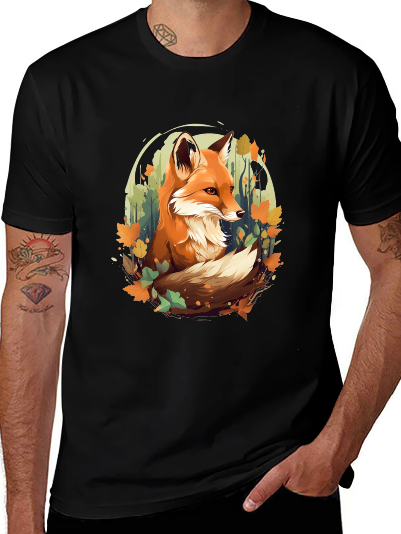 Variant 5 of Autumn Fox Graphic Tee - Stylish Wildlife Design