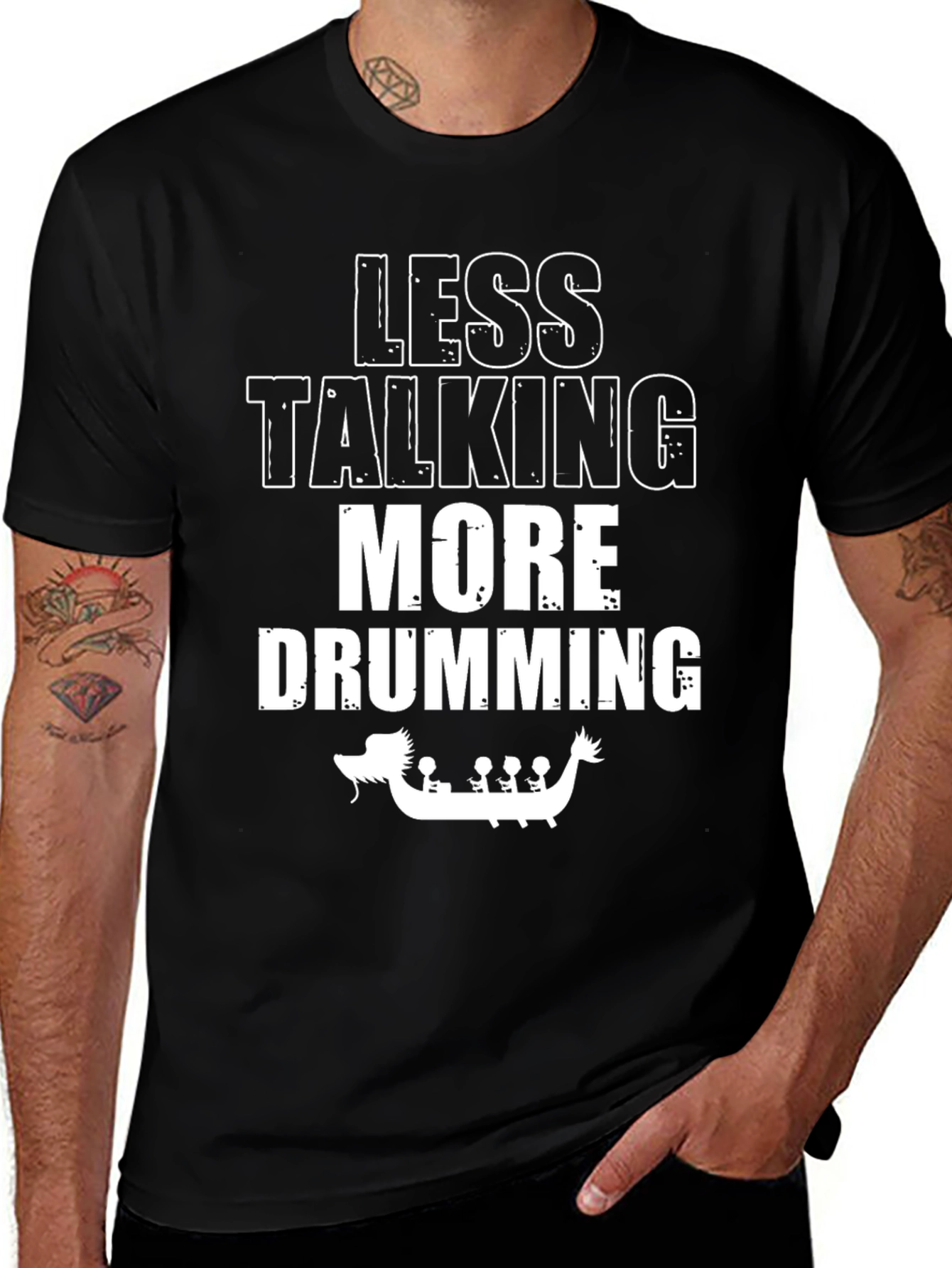 Variant 23 of Less Talking More Drumming Black Graphic Tee