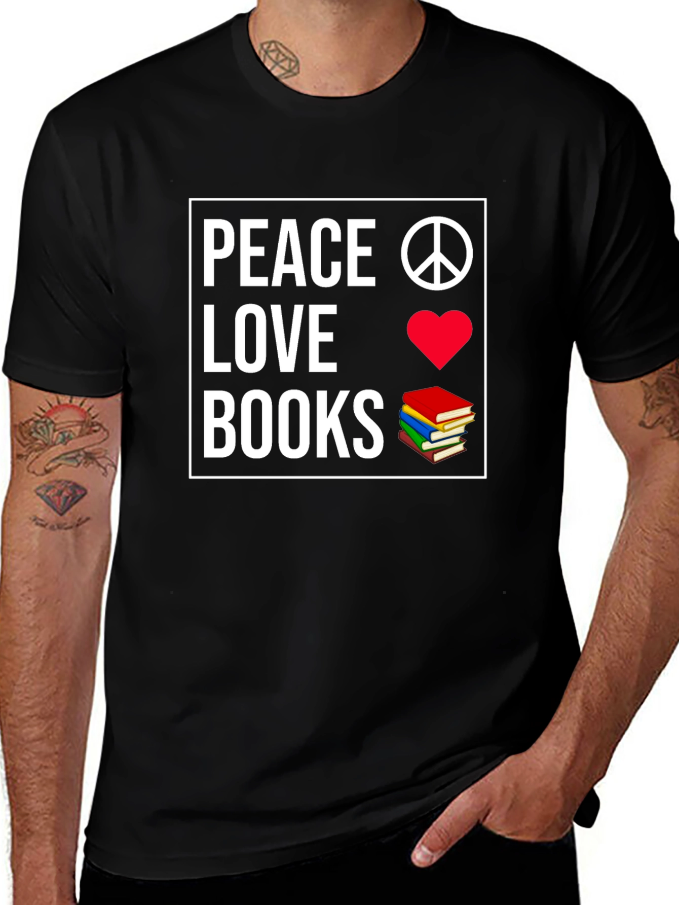 Variant 3 of Peace Love Books Graphic T-Shirt