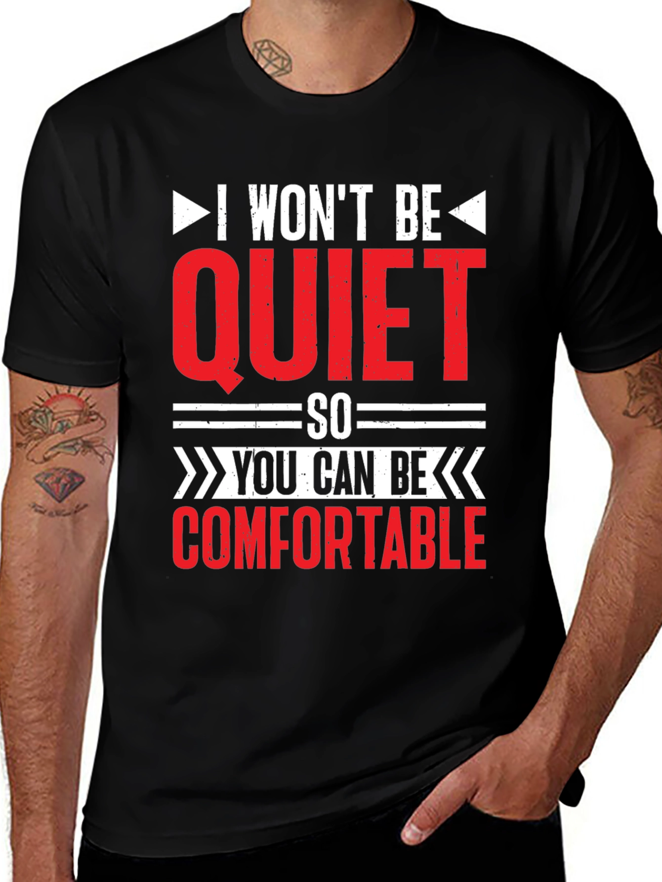 Black I Won't Be Quiet Slogan T-Shirt main image