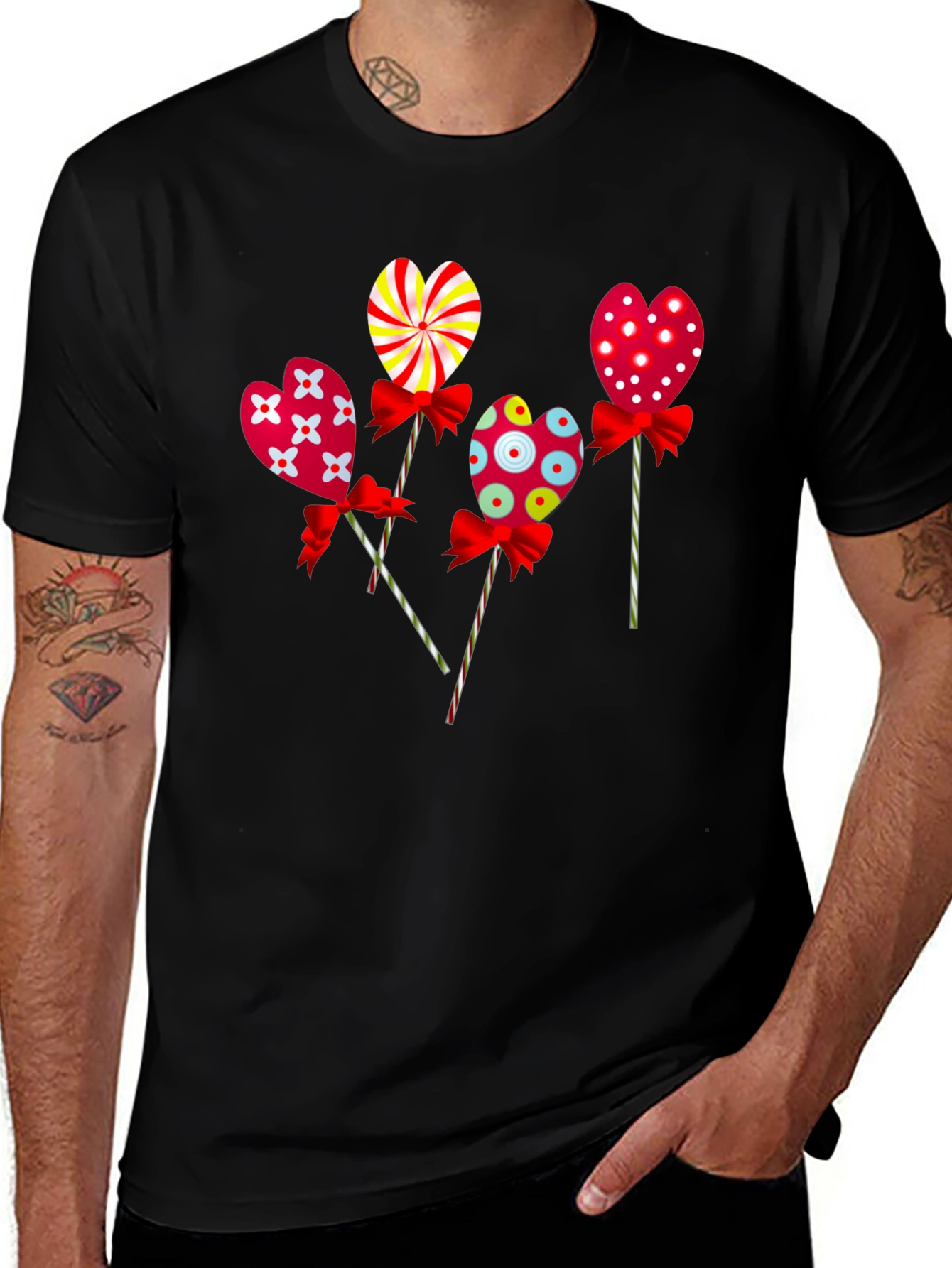 Black Heart Lollipop Graphic Tee - Cute Candy Design main image