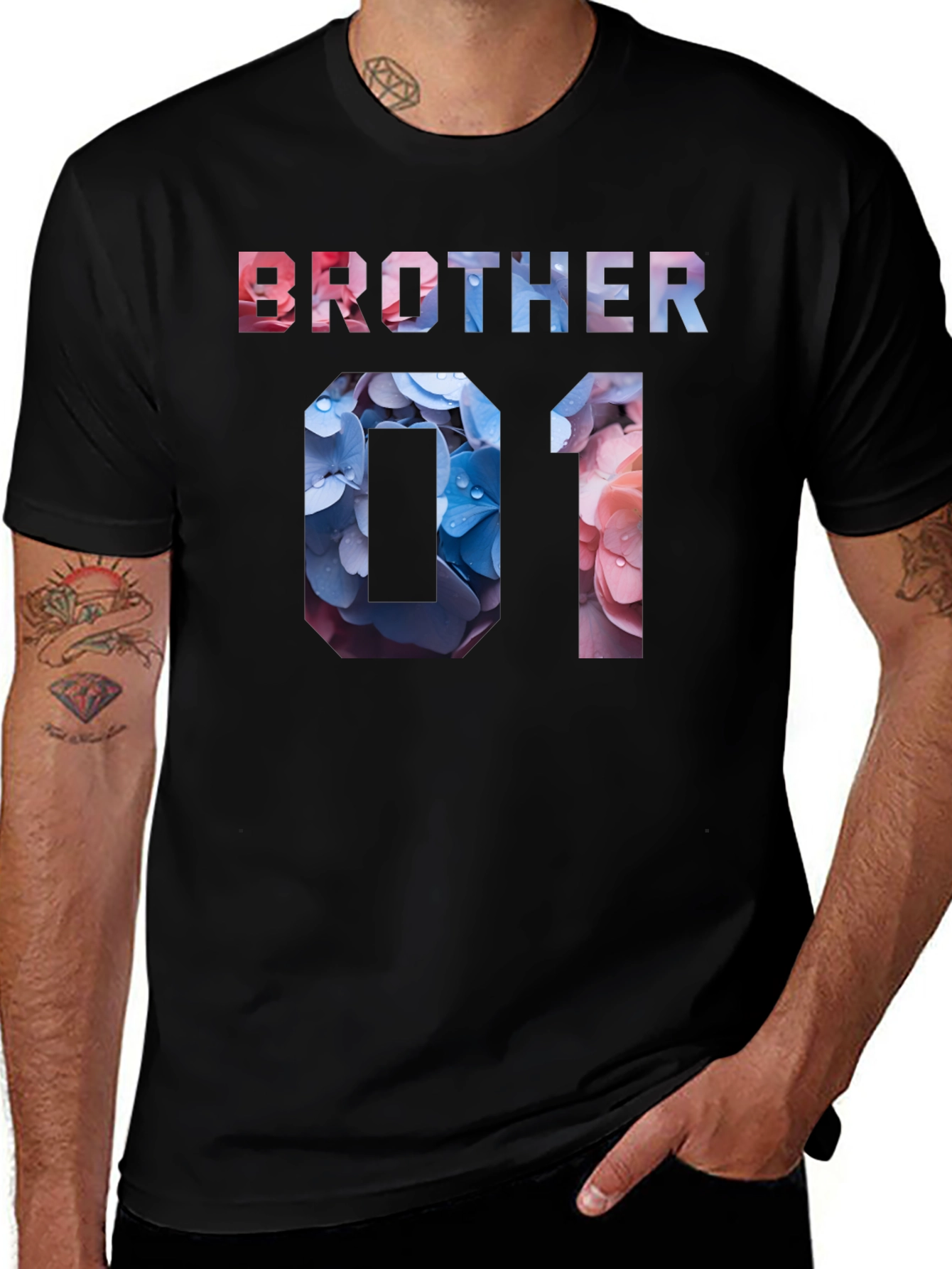 Brother 01 Floral T-Shirt - Trendy Family Matching Tee