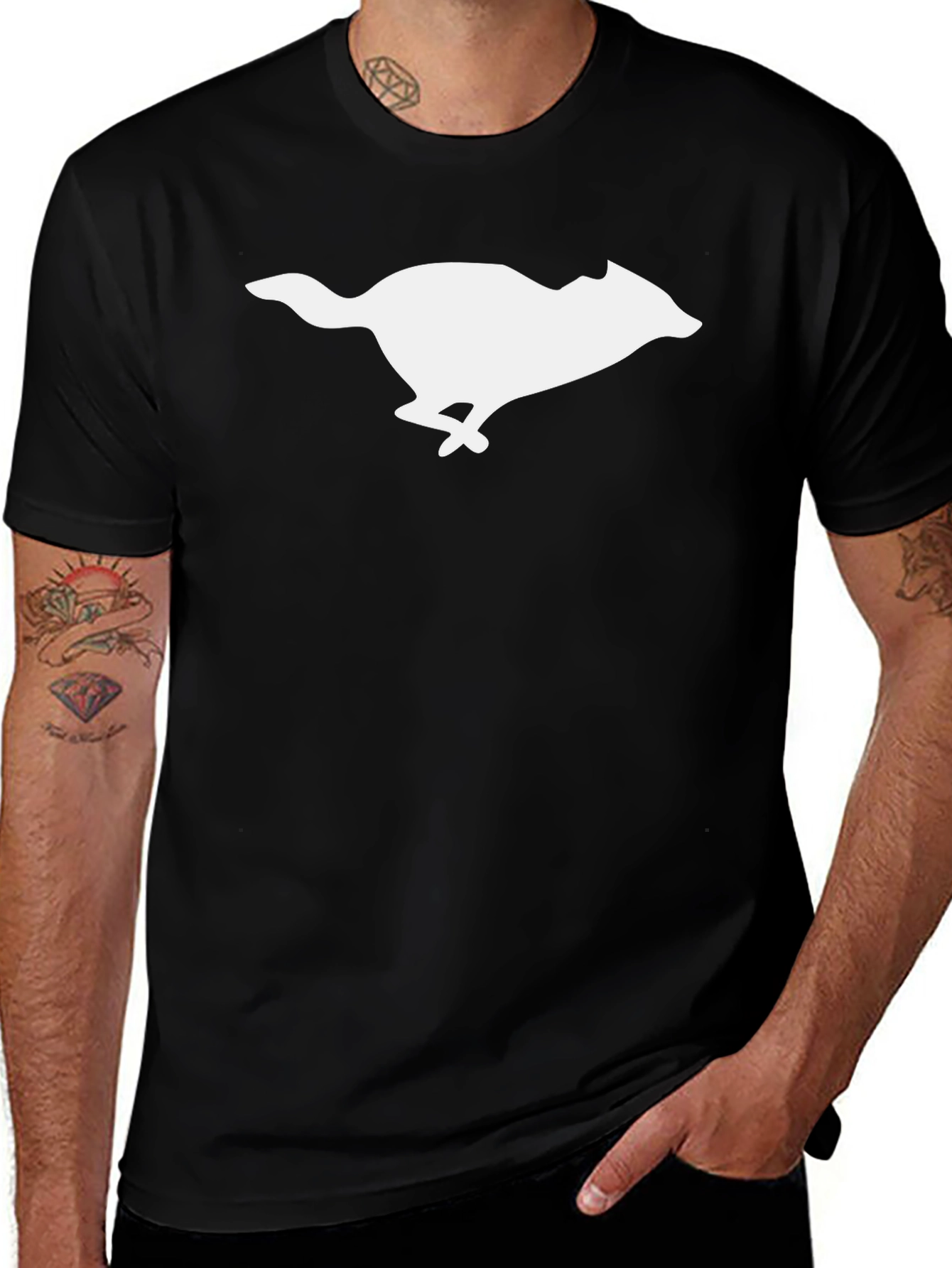 Variant 4 of Black T-Shirt with Running Animal Graphic