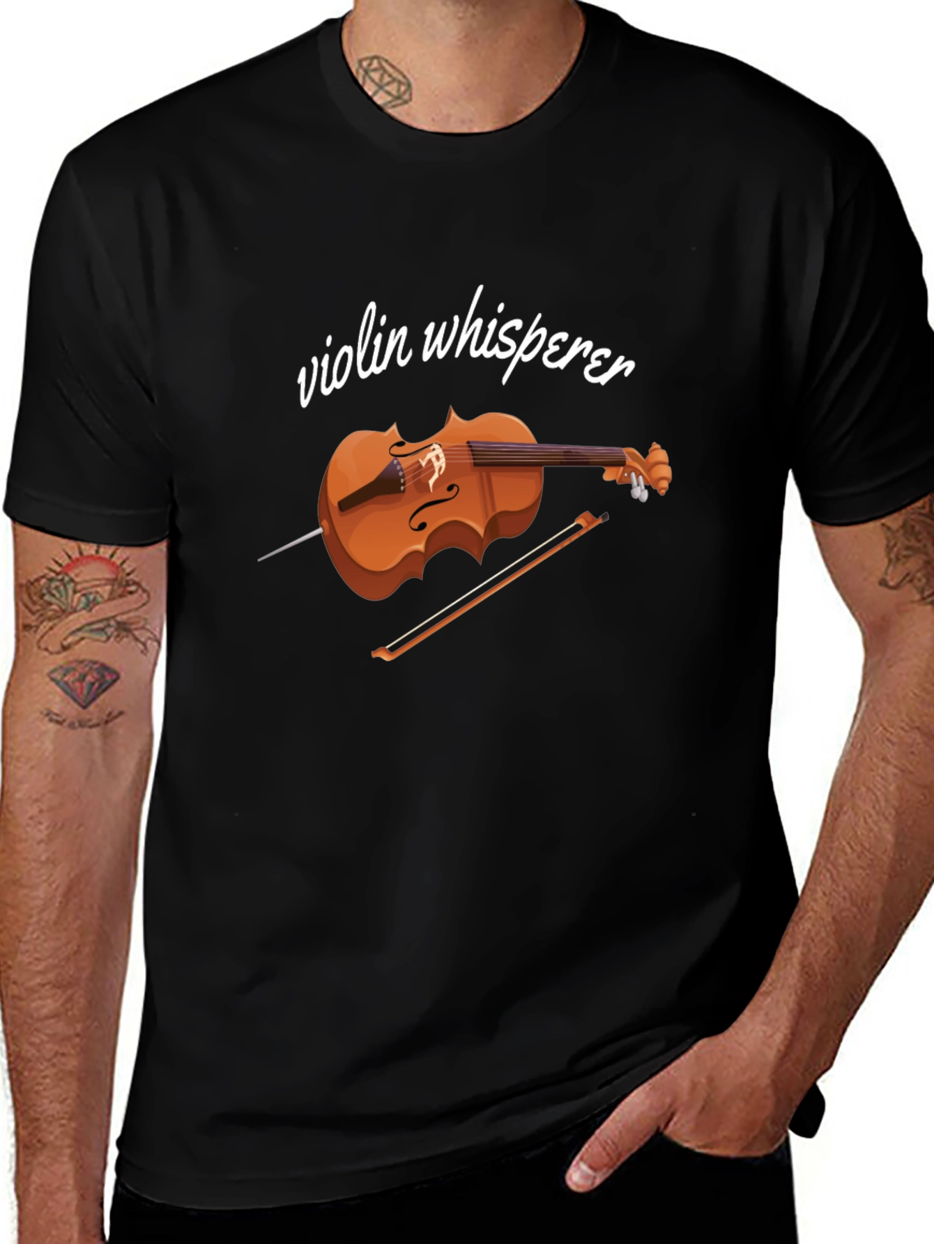 Variant 28 of Violin Whisperer Black Graphic Tee Shirt
