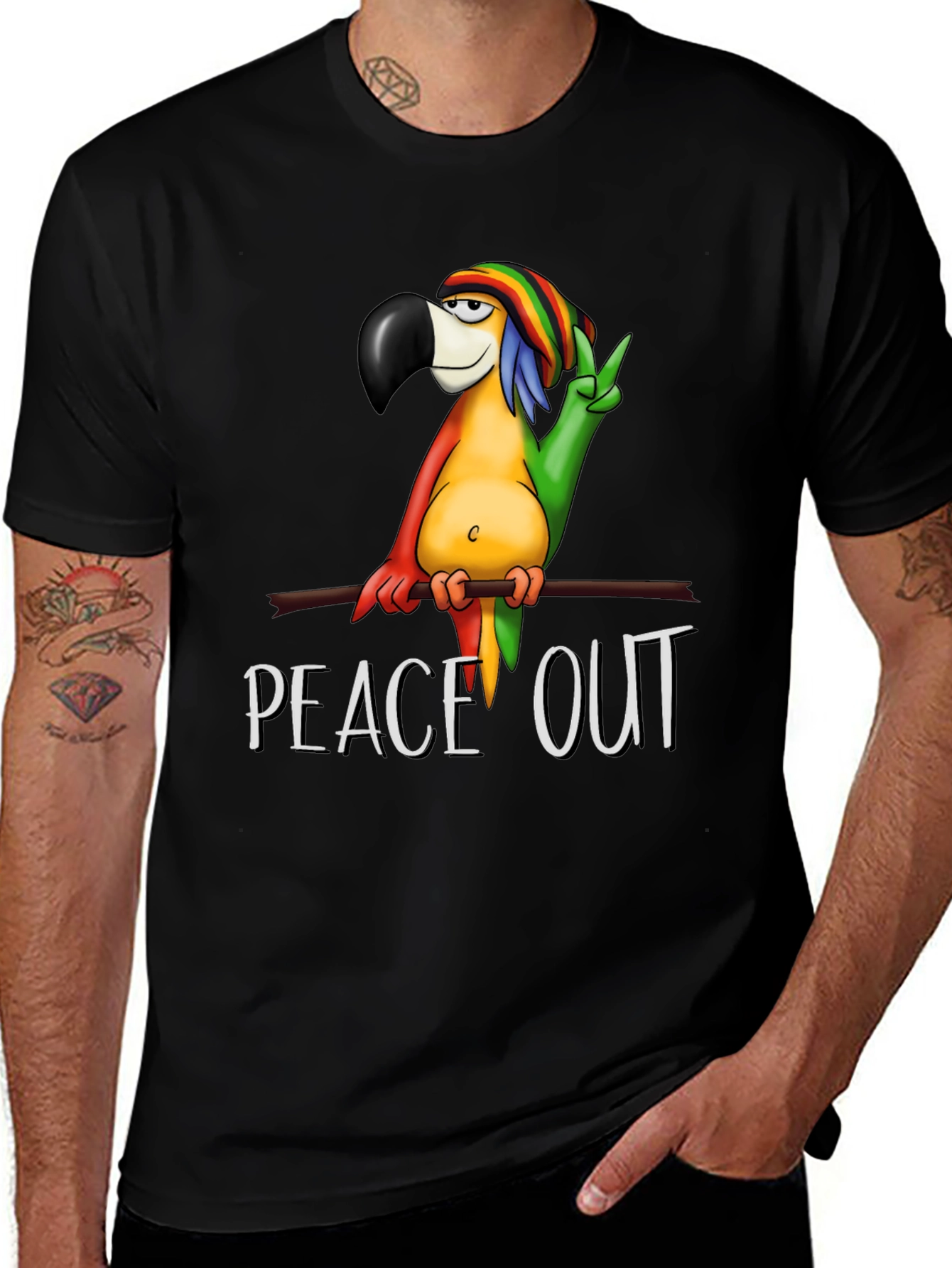 Variant 19 of Peace Out Parrot Graphic Tee