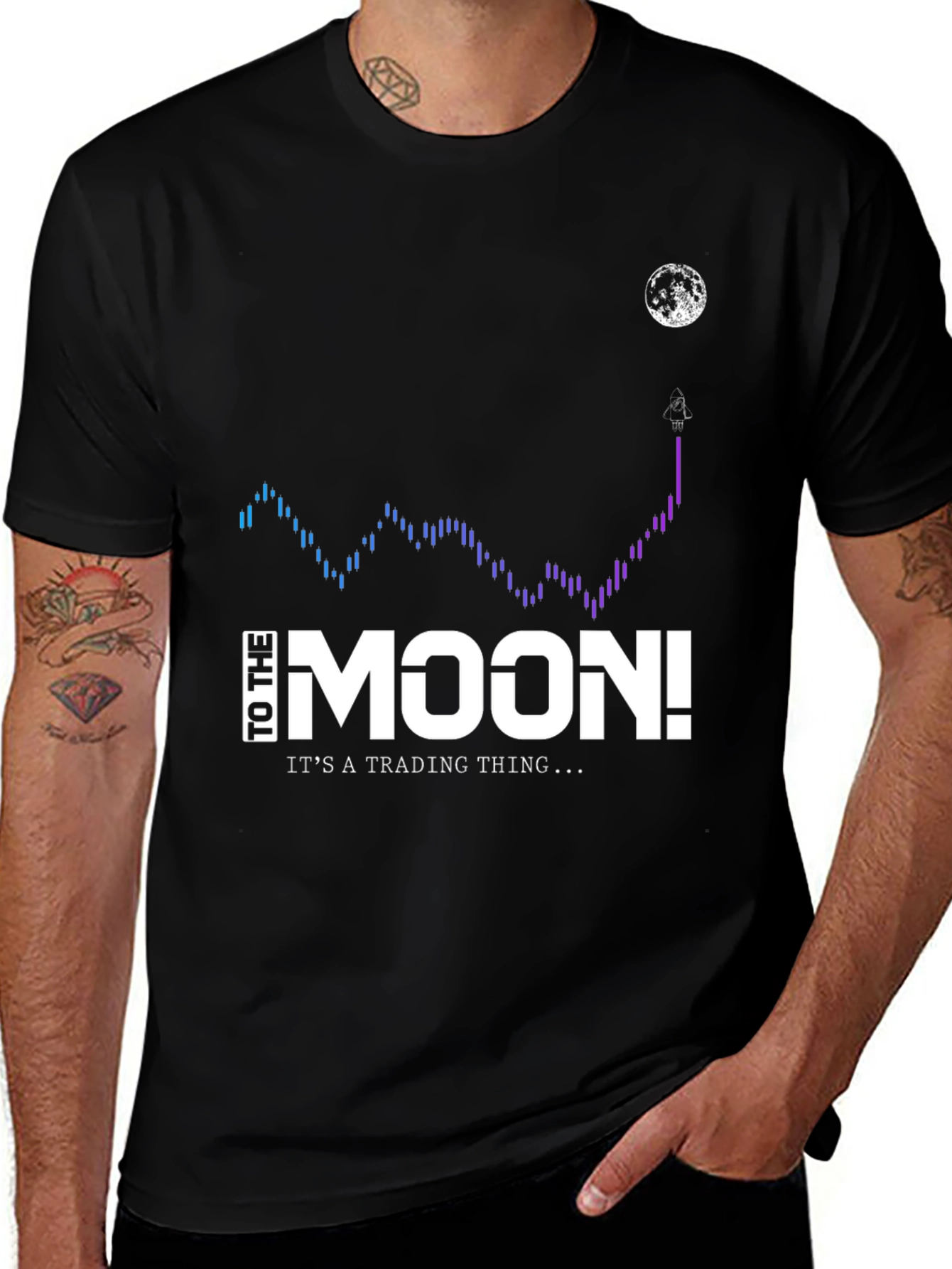 To The Moon Black T-Shirt - Trading Thing!