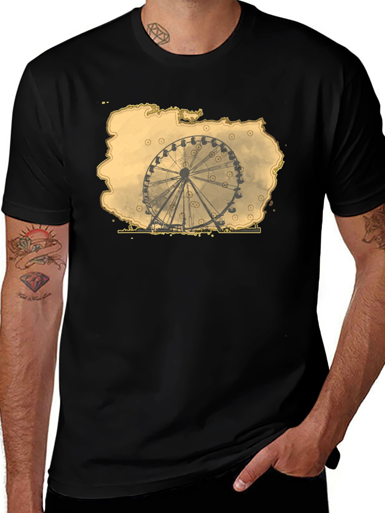 Variant 18 of Ferris Wheel Graphic Tee - Retro Theme Park Shirt