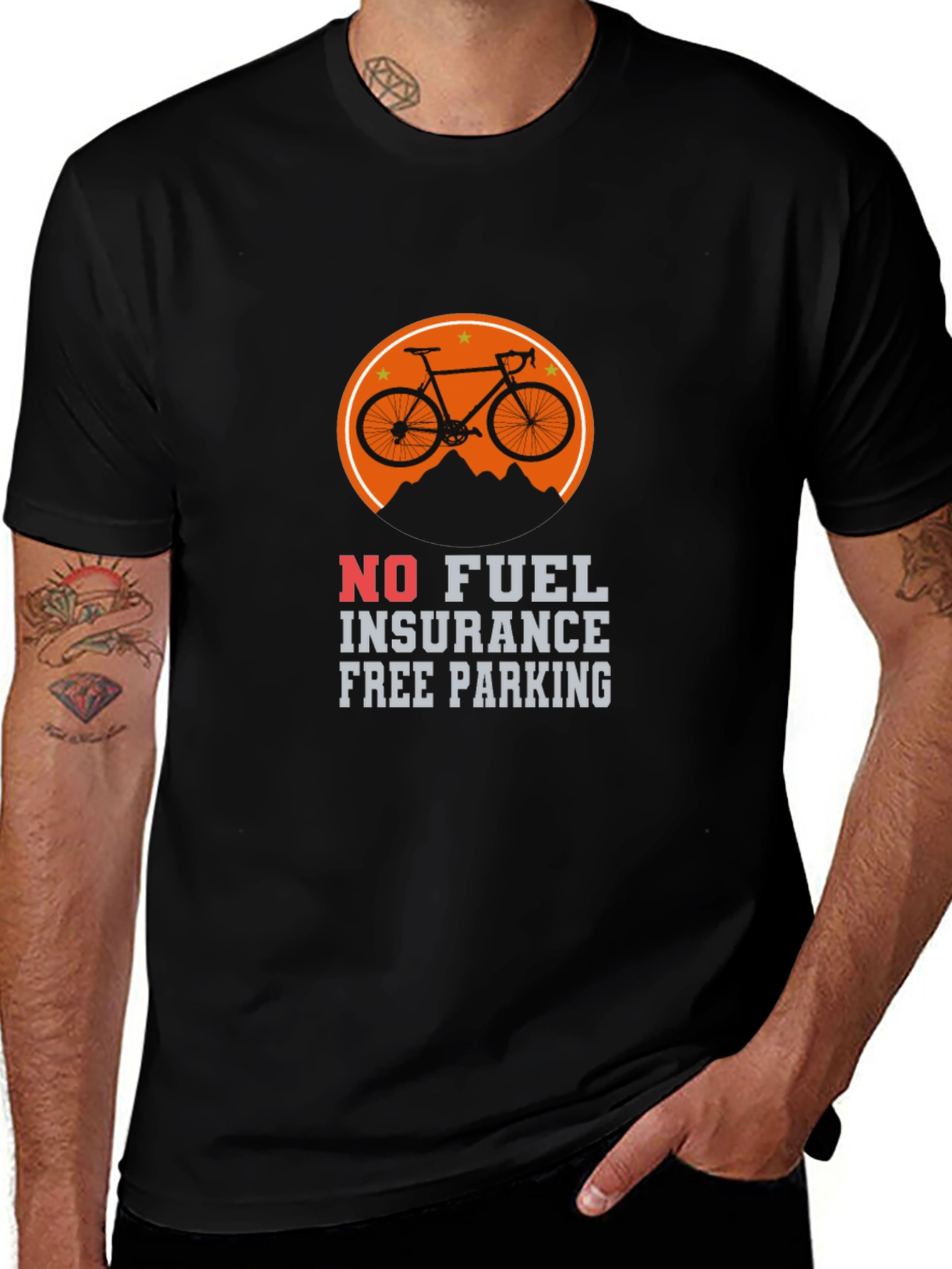 Variant 25 of No Fuel Insurance Free Parking Black T-Shirt