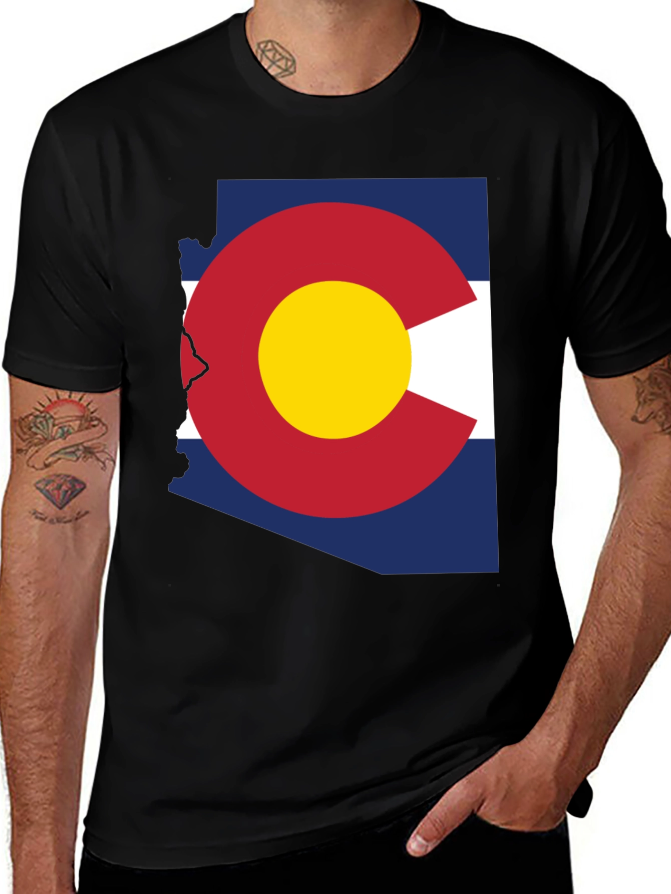 Variant 16 of Colorado Arizona State Flag Graphic Tee - Black