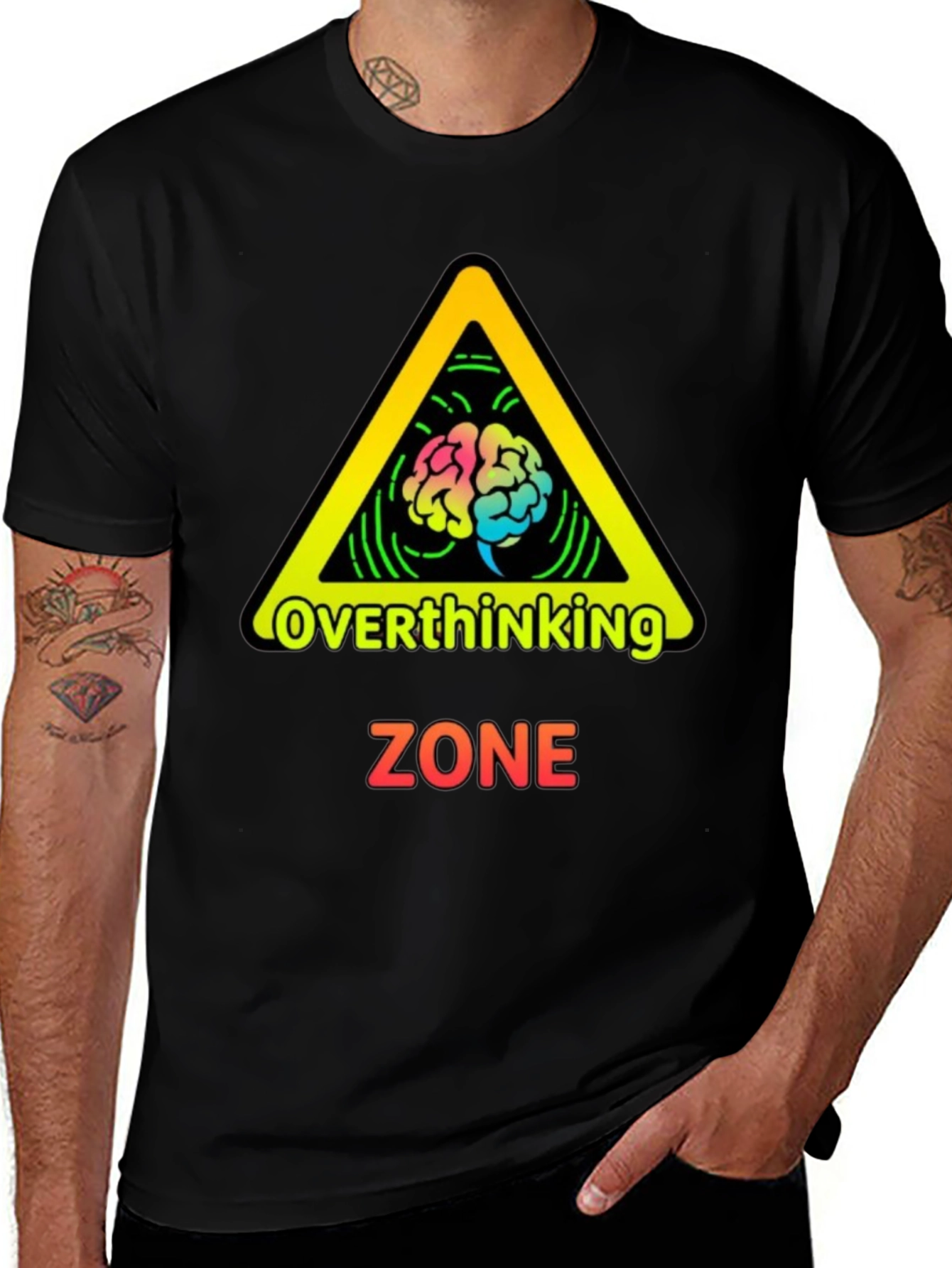 Variant 13 of Overthinking Zone Graphic Tee - Brain Alert!