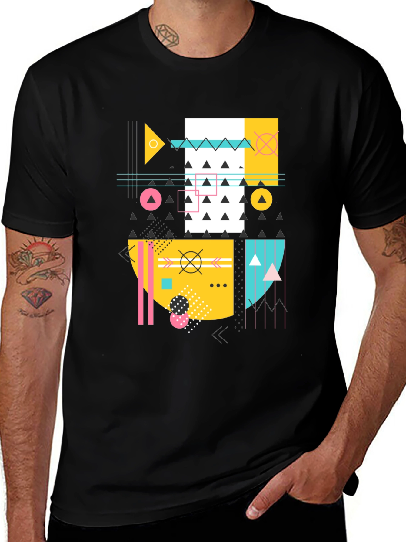 Variant 24 of Geometric Pattern Black T-Shirt