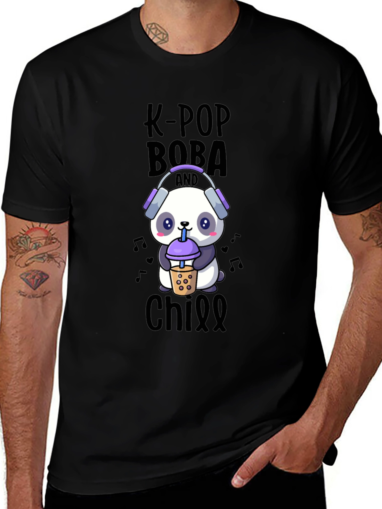 K-Pop Boba & Chill T-Shirt - Panda Design