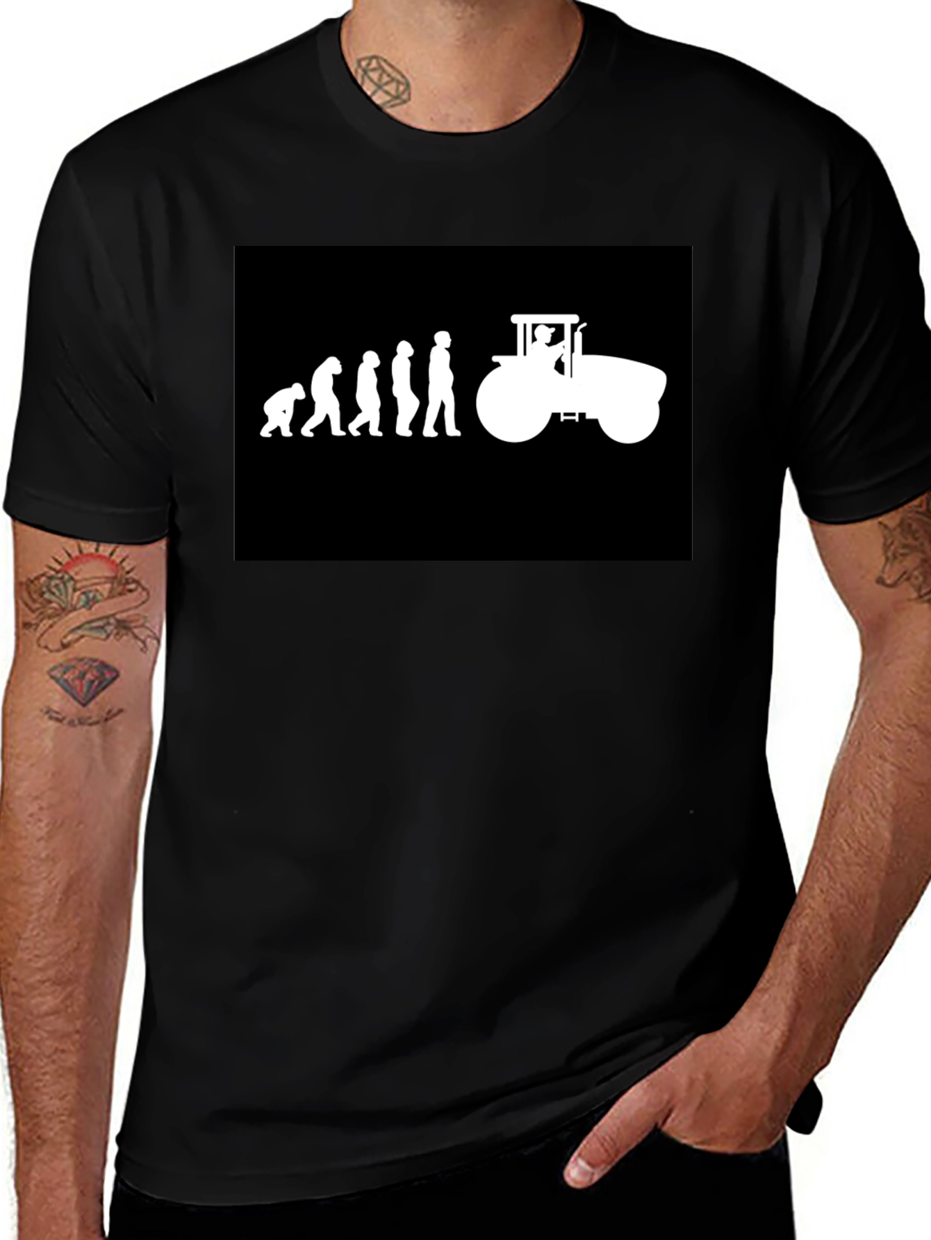 Variant 27 of Evolution to Tractor Black T-Shirt